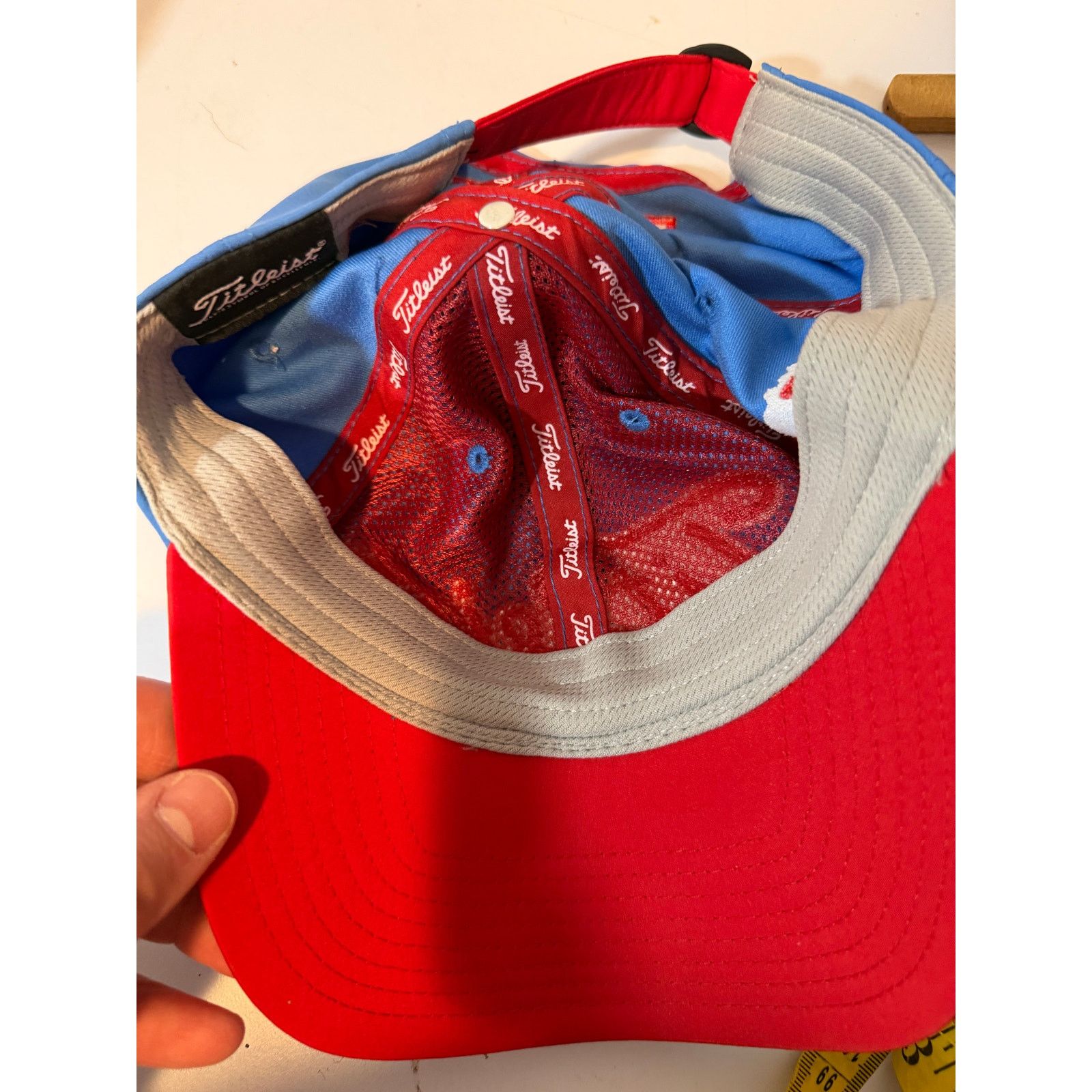 Titleist Titlest Foot Joy FJ Golf Hat Light Blue Red Adjustable Pro Size ONE SIZE - 3 Thumbnail