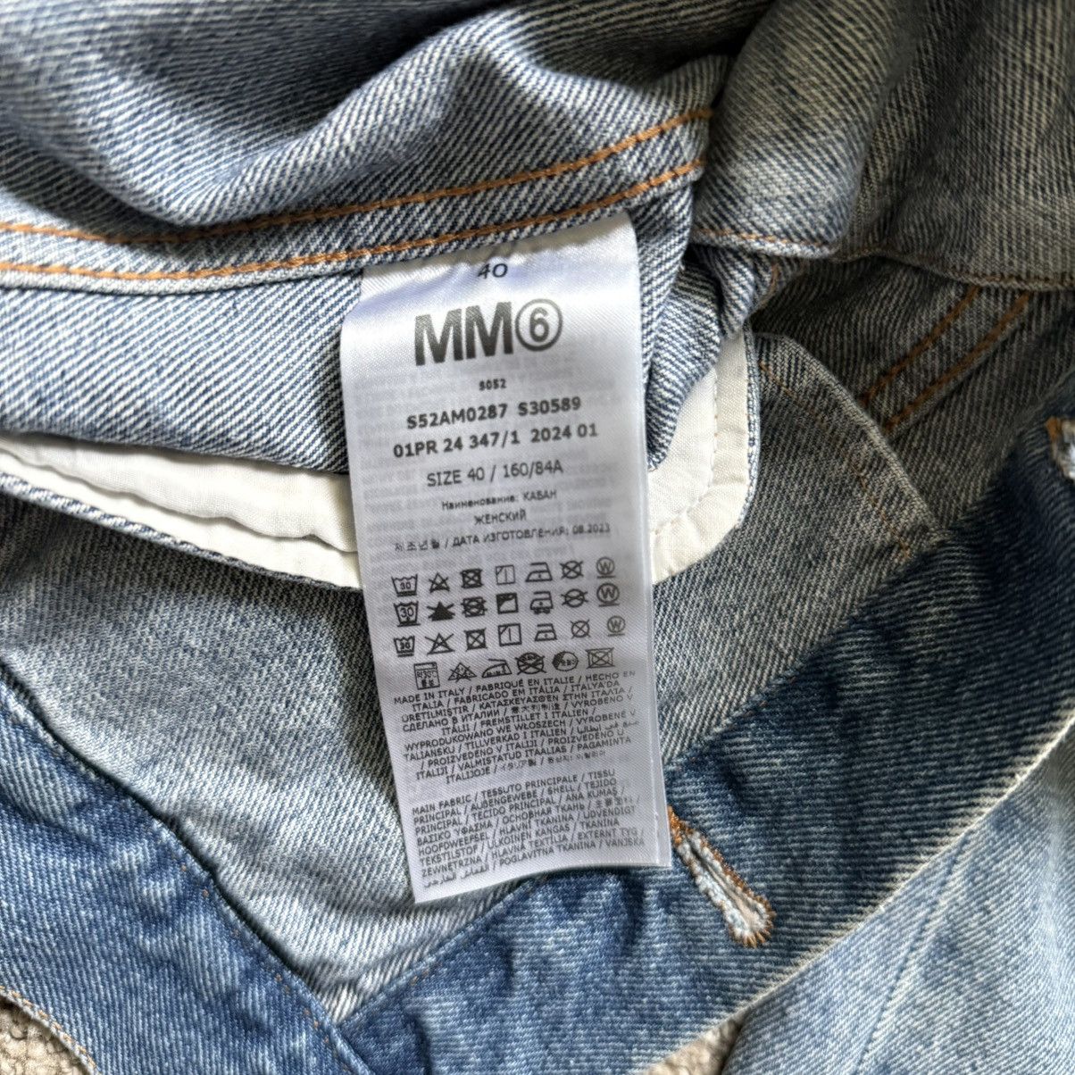 MM6 Collarless Cropped Painter Denim Jacket (Blue) Size S / US 4 / IT 40 - 8 Thumbnail