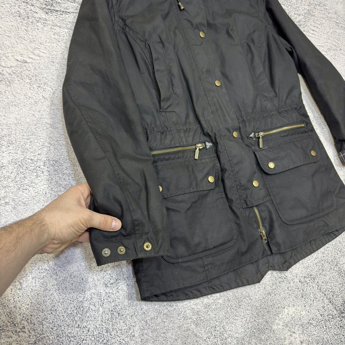 Barbour Barbour Kelsall Womens Black Waxed Parka Raincoat L size Size L / US 10 / IT 46 - 4 Thumbnail