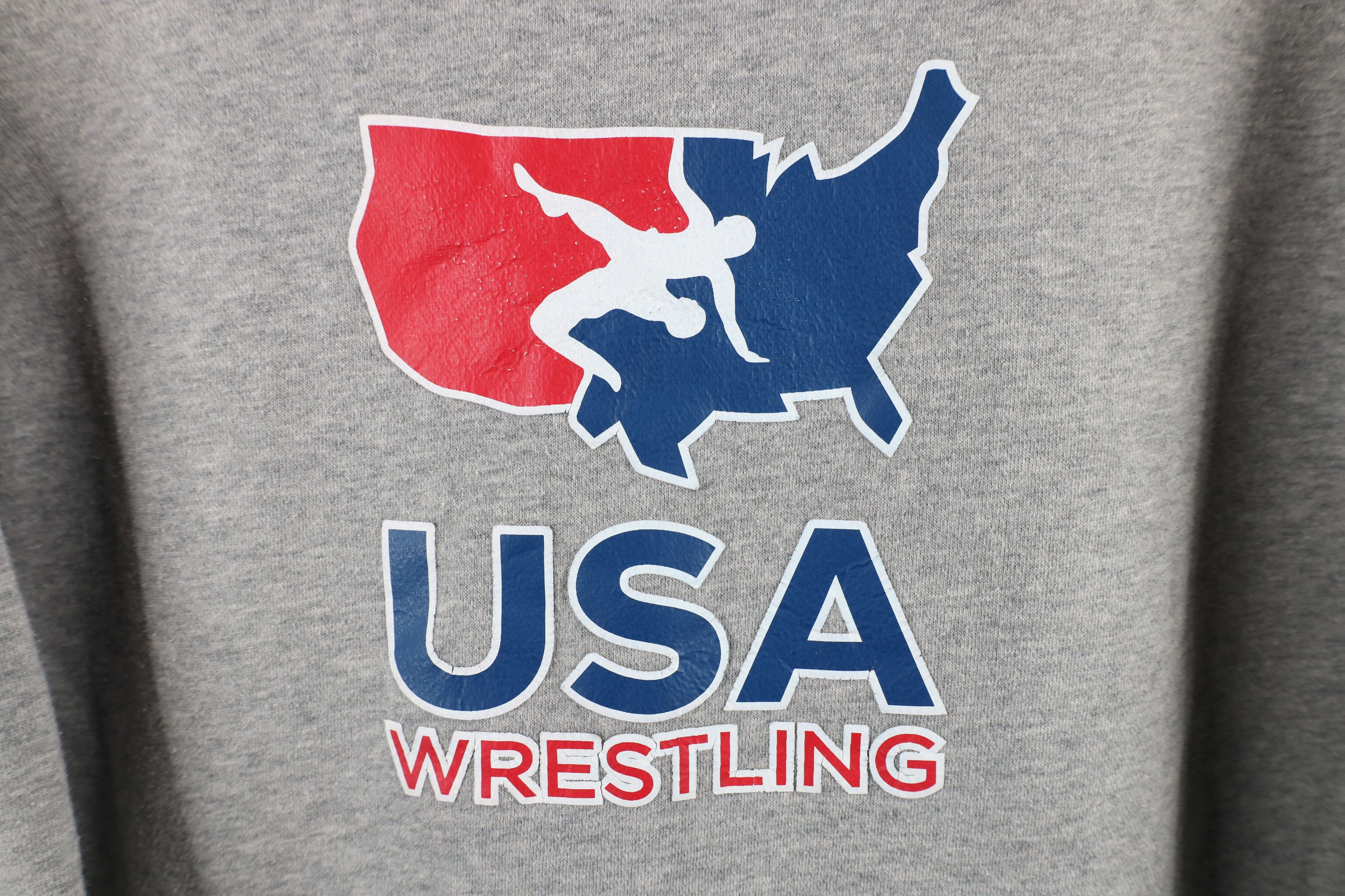 Nike Nike Spell Out USA Wrestling Hoodie Sweatshirt Heather Gray Size US L / EU 52-54 / 3 - 4 Thumbnail
