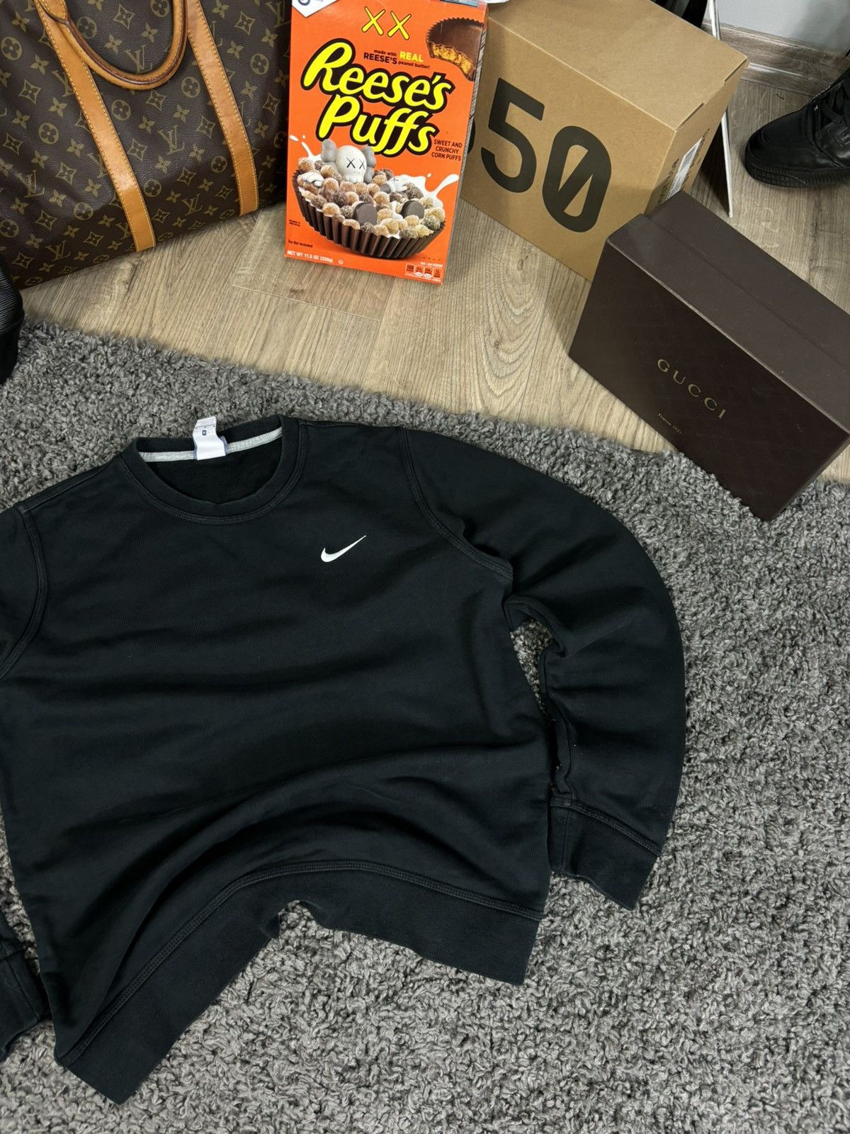 Nike × Vintage Vintage Nike Sweatshirt Navy Swoosh Logo Minimalistic Hoodie Size US M / EU 48-50 / 2 - 2 Thumbnail