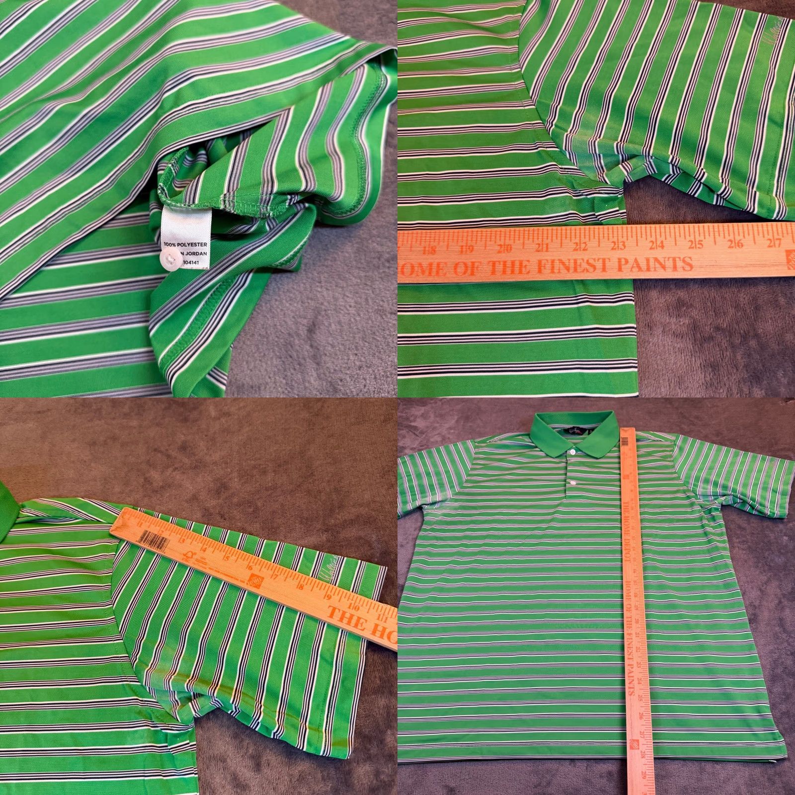 Vintage Walt Hagen Essentials Polo Shirt Striped Green Short Sleeve Mens Large Size US L / EU 52-54 / 3 - 8 Thumbnail