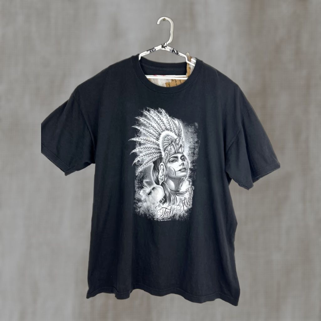 Vintage VINTAGE Take flight Mens 4XL Short Sleeve Black T-Shirt Native Woman Aztec Headdress Take Flight Mens 4XL Short Sleeve Black T-Shirt Aztec Size US XXL / EU 58 / 5 - 1 Thumbnail