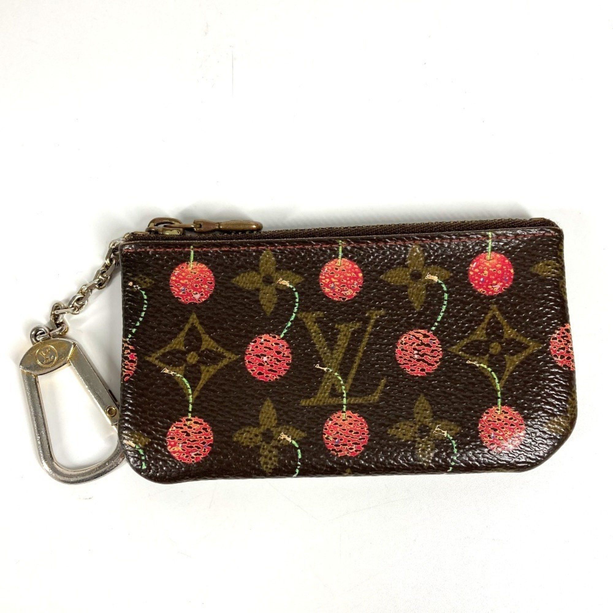 LOUIS VUITTON M95042 Monogram Cherry Pochette Cle Key Case, Wallet, Coin Purse with Ring, Canvas, Women's, Red, by Takashi Murakami