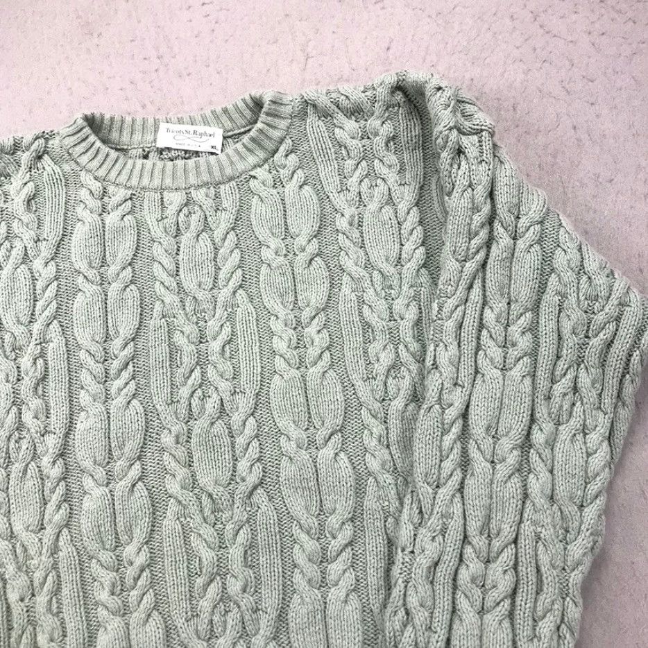 Vintage VINTAGE Tricots St Raphael Sweater Adult XL Green Cable Knit Fisherman Crewneck Mens Size US XL / EU 56 / 4 - 3 Thumbnail