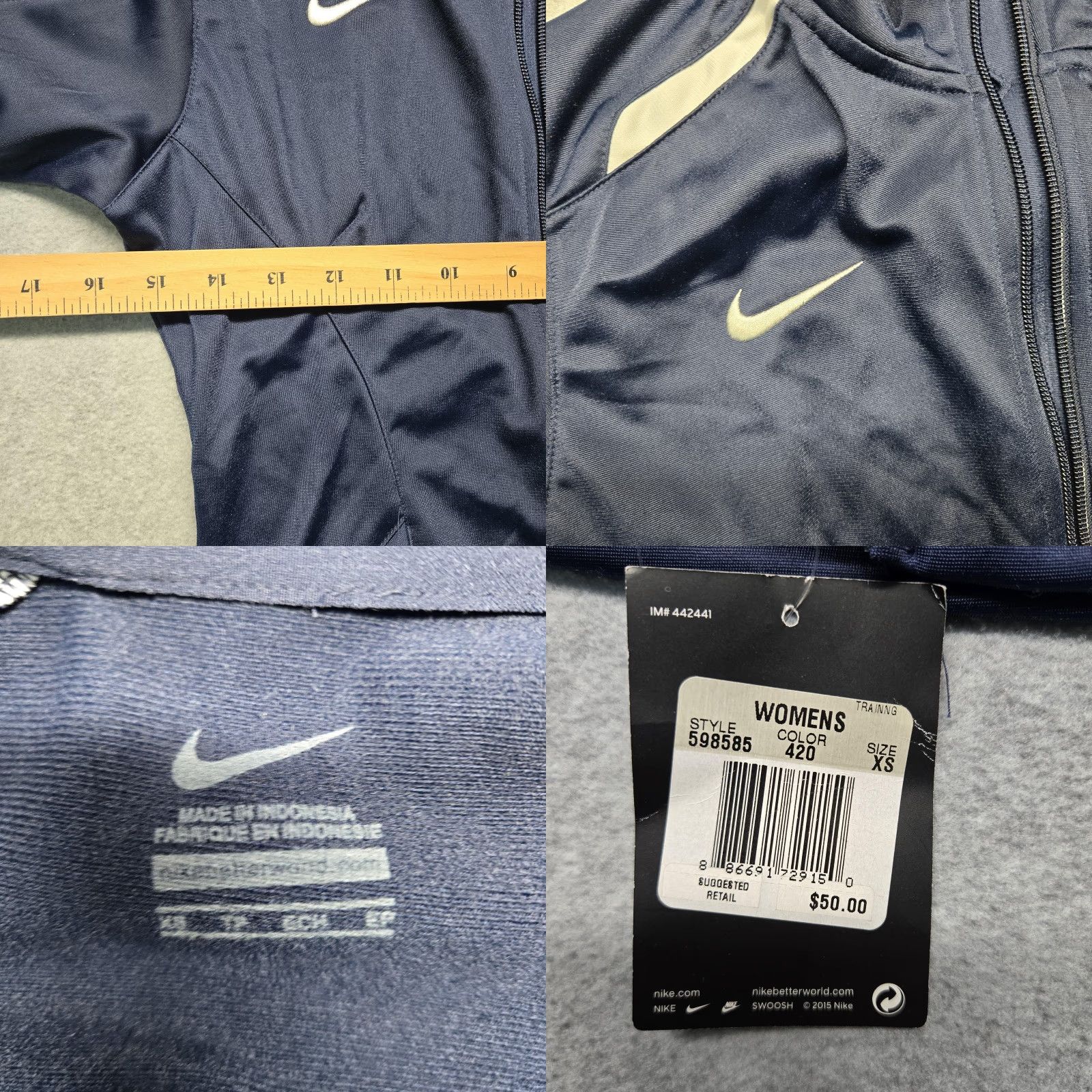 Nike Nike Jacket Womens XS Navy Track Training Full Zip Swoosh White Stripe 598585 Size XS / US 0-2 / IT 36-38 - 8 Thumbnail