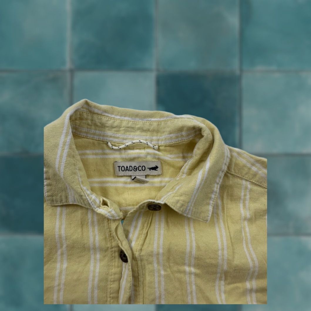 Toad&Co Toad&Co Yellow Organic Cotton Womens Short Sleeve Button Up Shirt Small Size S / US 4 / IT 40 - 3 Thumbnail