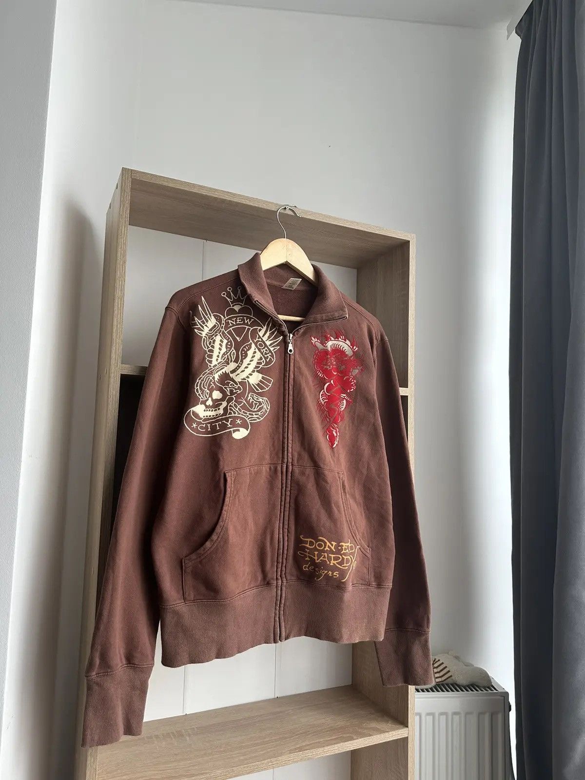 Christian Audigier × Ed Hardy × Vintage Vintage Ed Hardy Christian Audigier Brown Hoodie Size US M / EU 48-50 / 2 - 24 Thumbnail