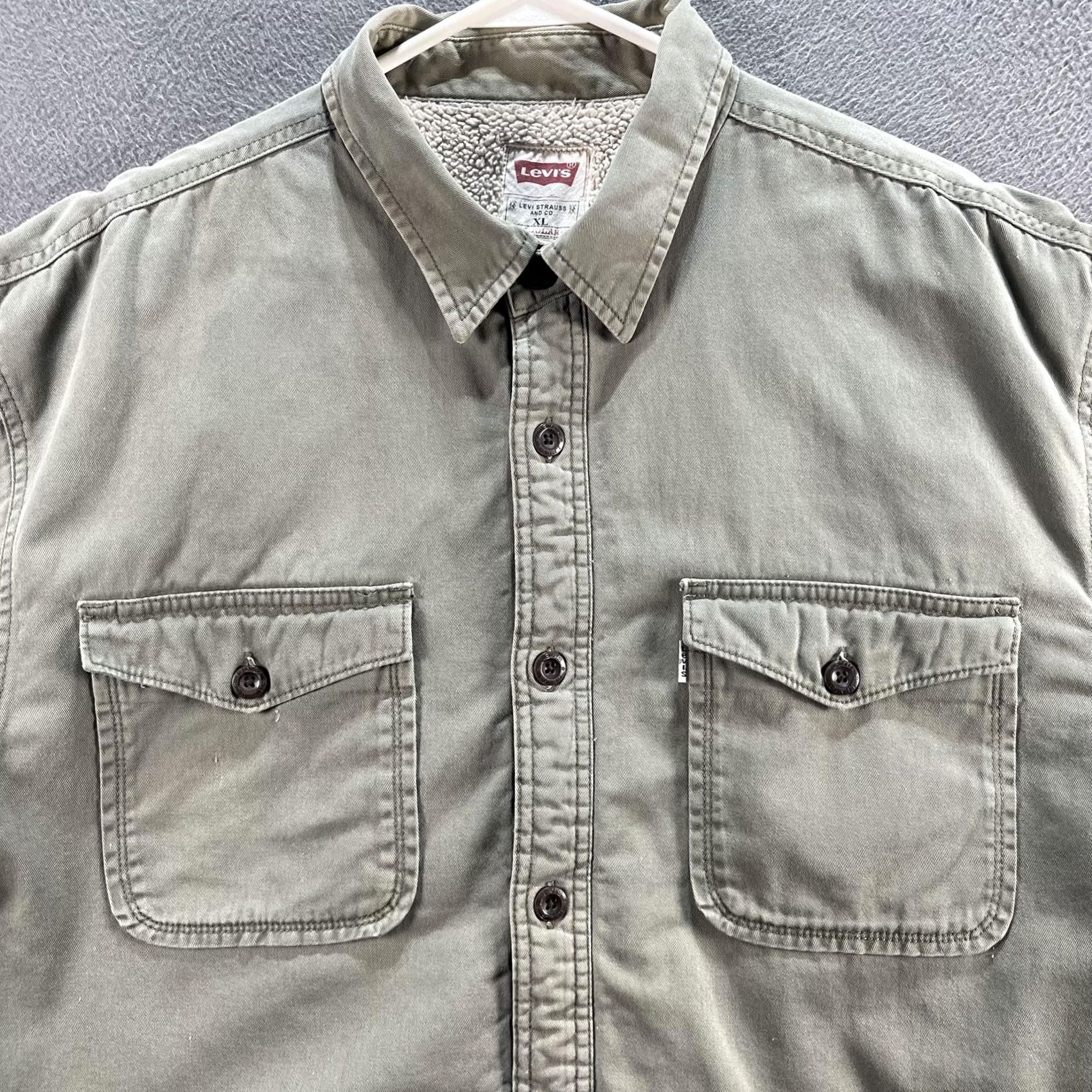 Levi's VINTAGE Levi's Jacket Mens XL Gray Bomber Button Up Cotton Chore Coat Sherpa Lined Size US XL / EU 56 / 4 - 2 Thumbnail