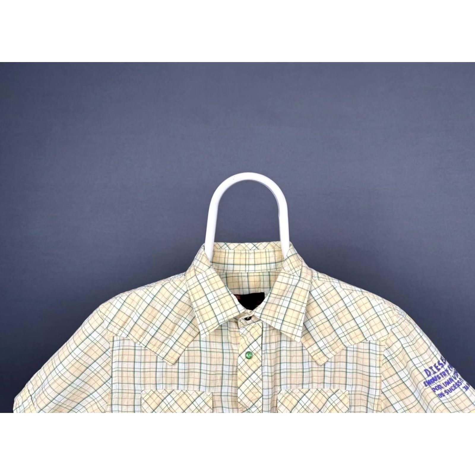 Diesel Diesel Mens Casual Shirt M Yellow Cotton Check Short Sleeve Front Pocket Size US M / EU 48-50 / 2 - 6 Thumbnail