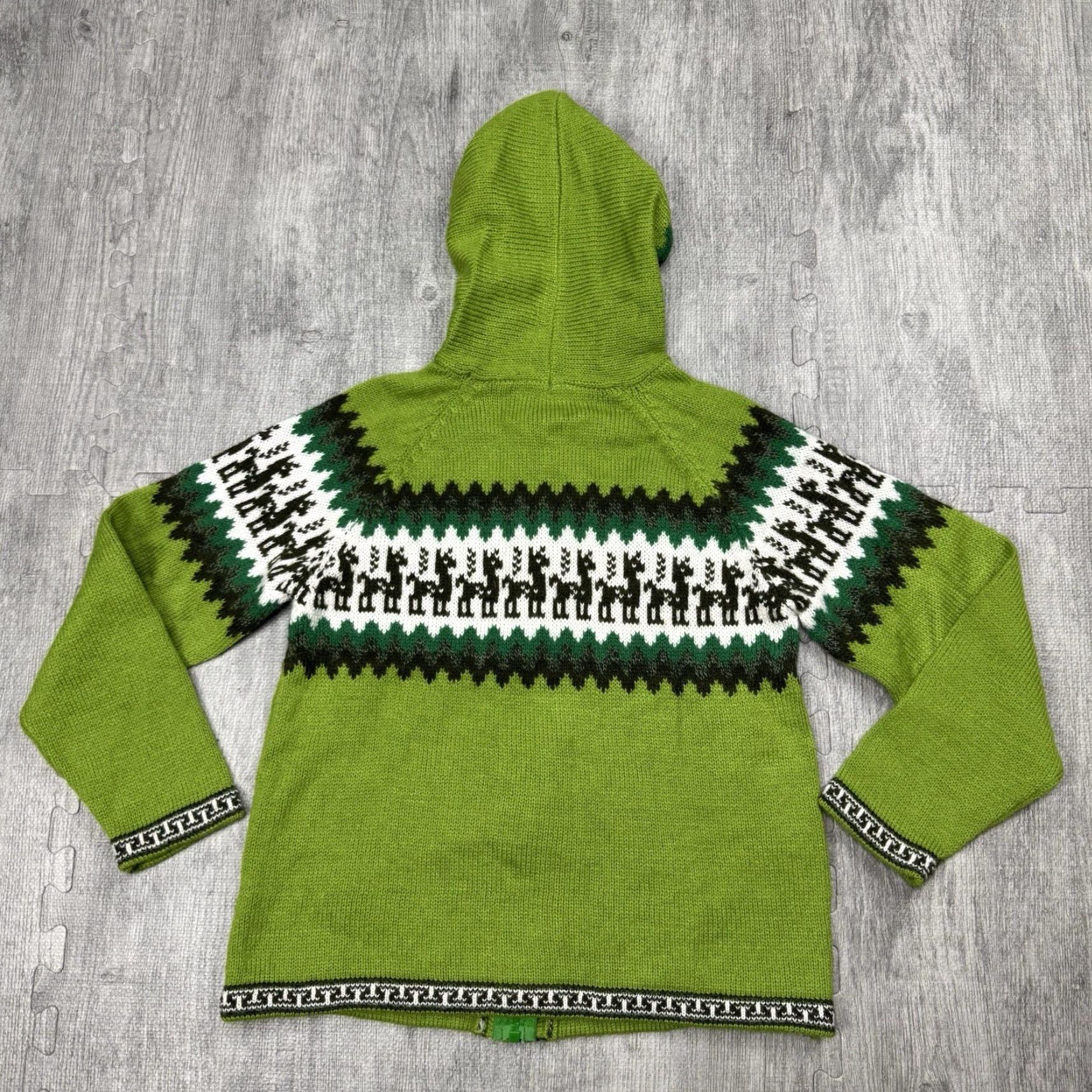 Vintage VINTAGE ALPACA WOOL AZTEC KNIT HOODED SWEATER WOMENS XS PETITE GREEN FULL ZIP Size XS / US 0-2 / IT 36-38 - 5 Thumbnail