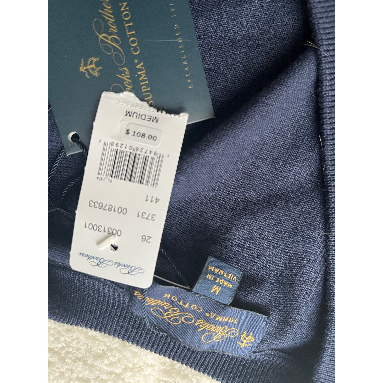 Brooks Brothers BROOKS BROTHERS Men's 100% Supima Cotton blue V-Neck Size US L / EU 52-54 / 3 - 2 Thumbnail