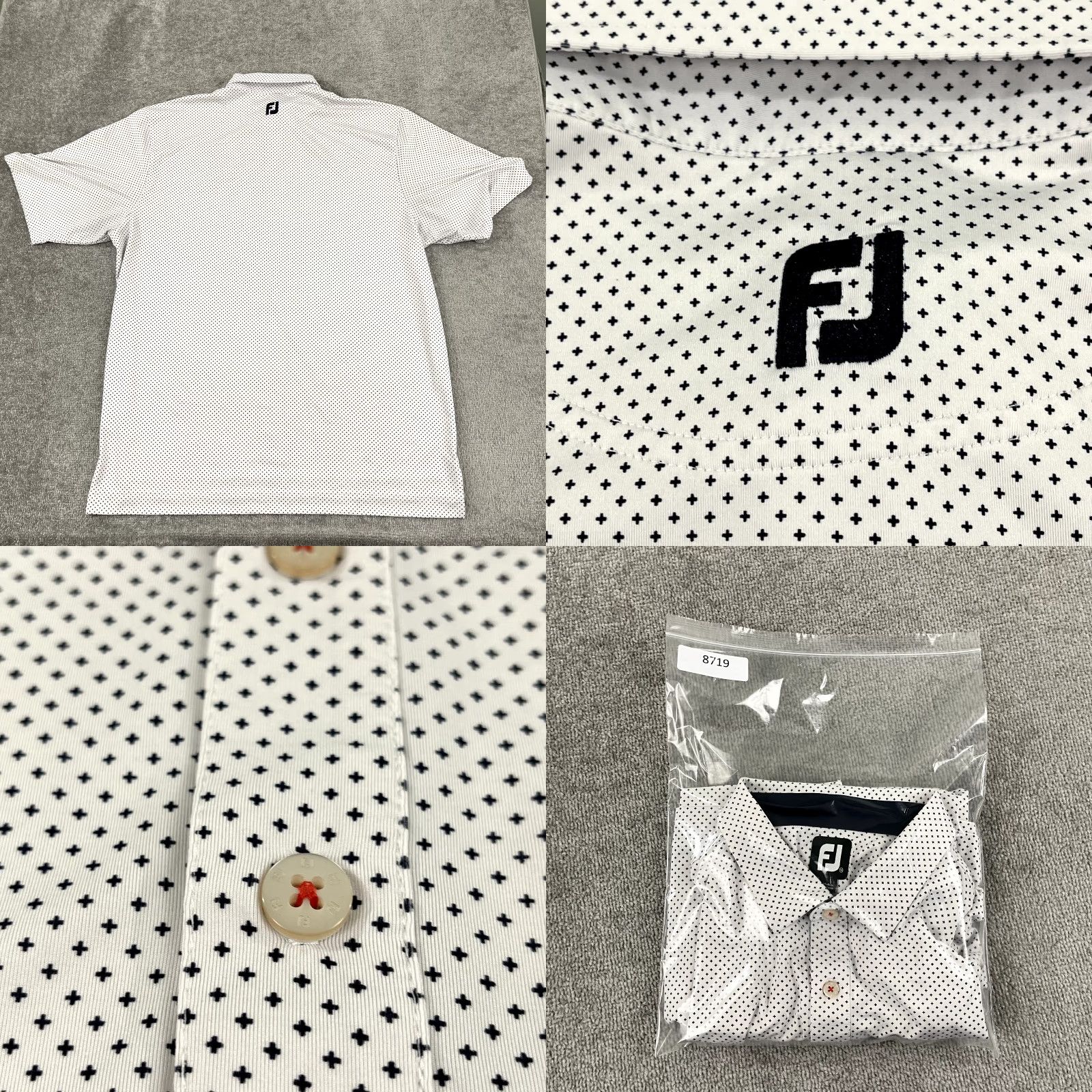 Footjoy FootJoy Polo Shirt Mens 2XL White Geometric Classic Sport Shirt Men Adjustable Stretch Size US XXL / EU 58 / 5 - 8 Thumbnail