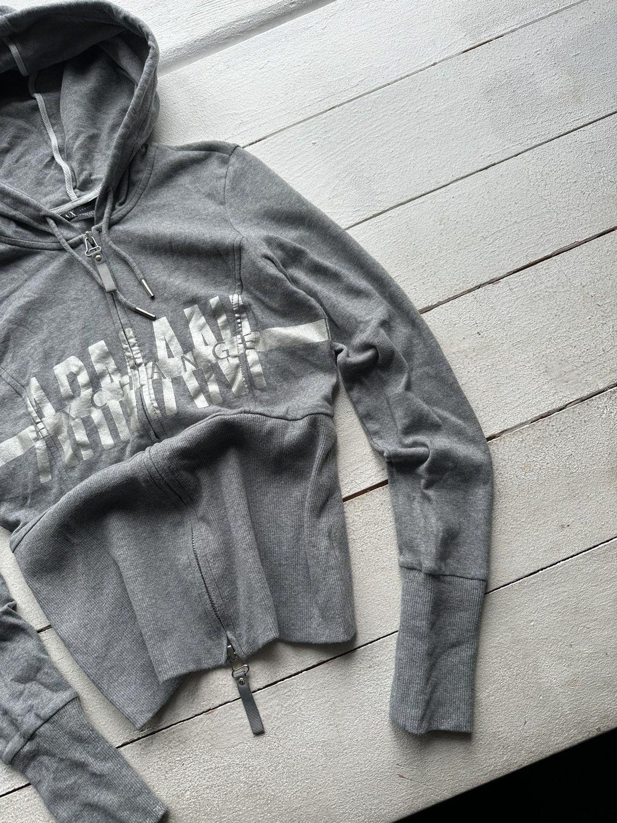 Armani Exchange 🚨Armani Exchange Women Zip-Up hoodie y2k silver logo Size S / US 4 / IT 40 - 3 Thumbnail