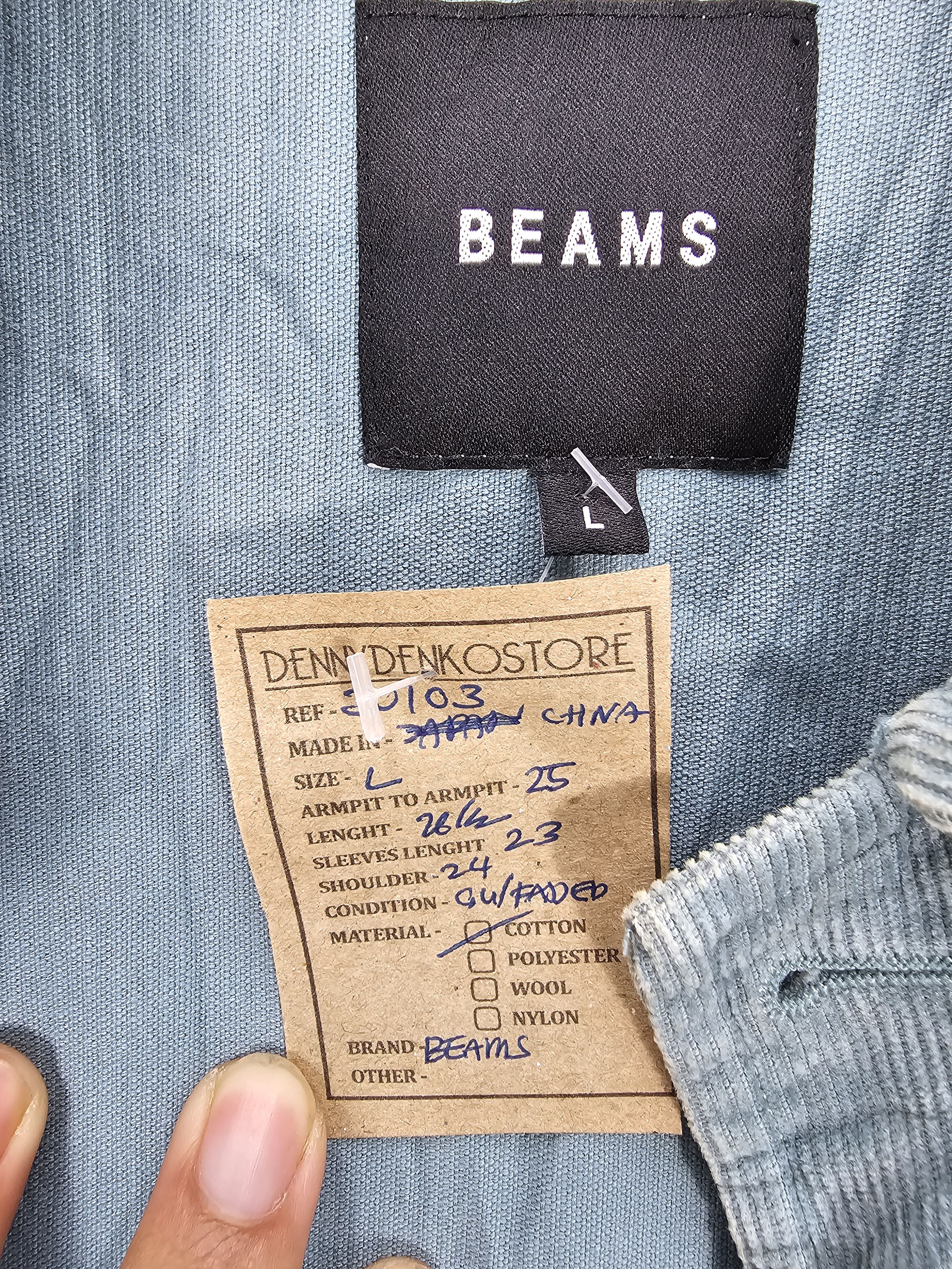 BEAMS Corduroy Faded Stain Blue Blazer Workwear Jacket J0103