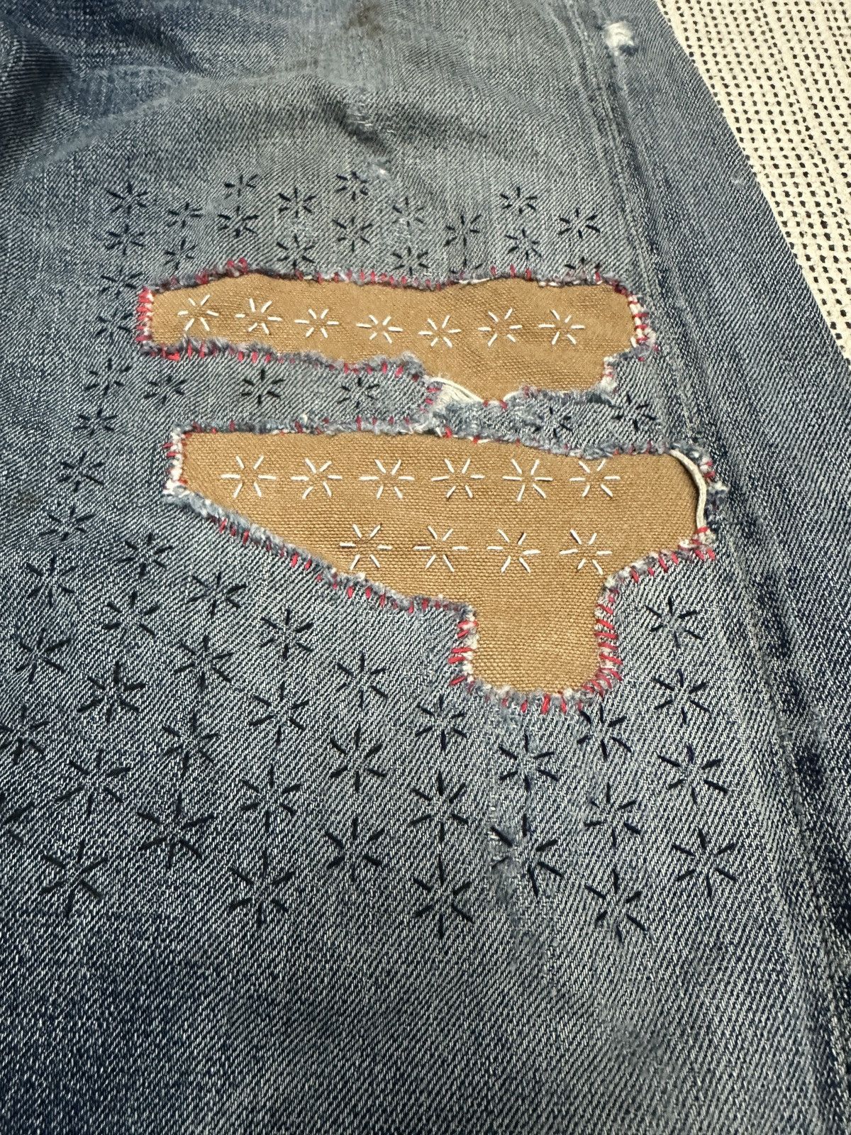 Denime 🔥🔥🔥Vintage 90s DENIME SELVEDGE distressed Shashiko Rework Size US 32 / EU 48 - 4 Thumbnail