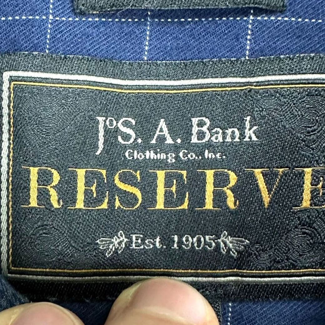 Jos. A. Bank Jos. A. Bank Button Up Shirt Men Medium Reserve Navy Houndstooth Traditional Fit Shirt Long Sleeve Cotton Silk Cashmere Breathable Size US M / EU 48-50 / 2 - 5 Thumbnail