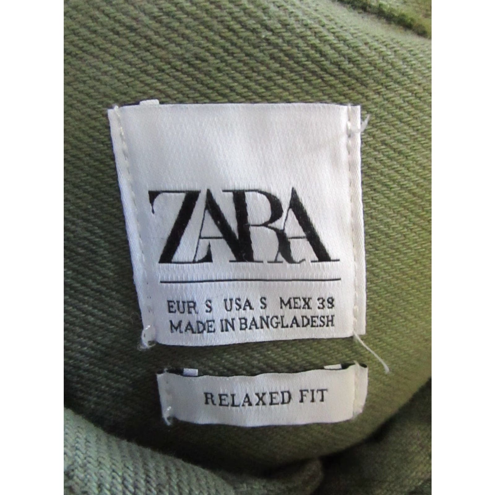 Zara Zara Jacket Womens Small Green Cotton Canvas Pleated Jacket Size S / US 4 / IT 40 - 3 Thumbnail
