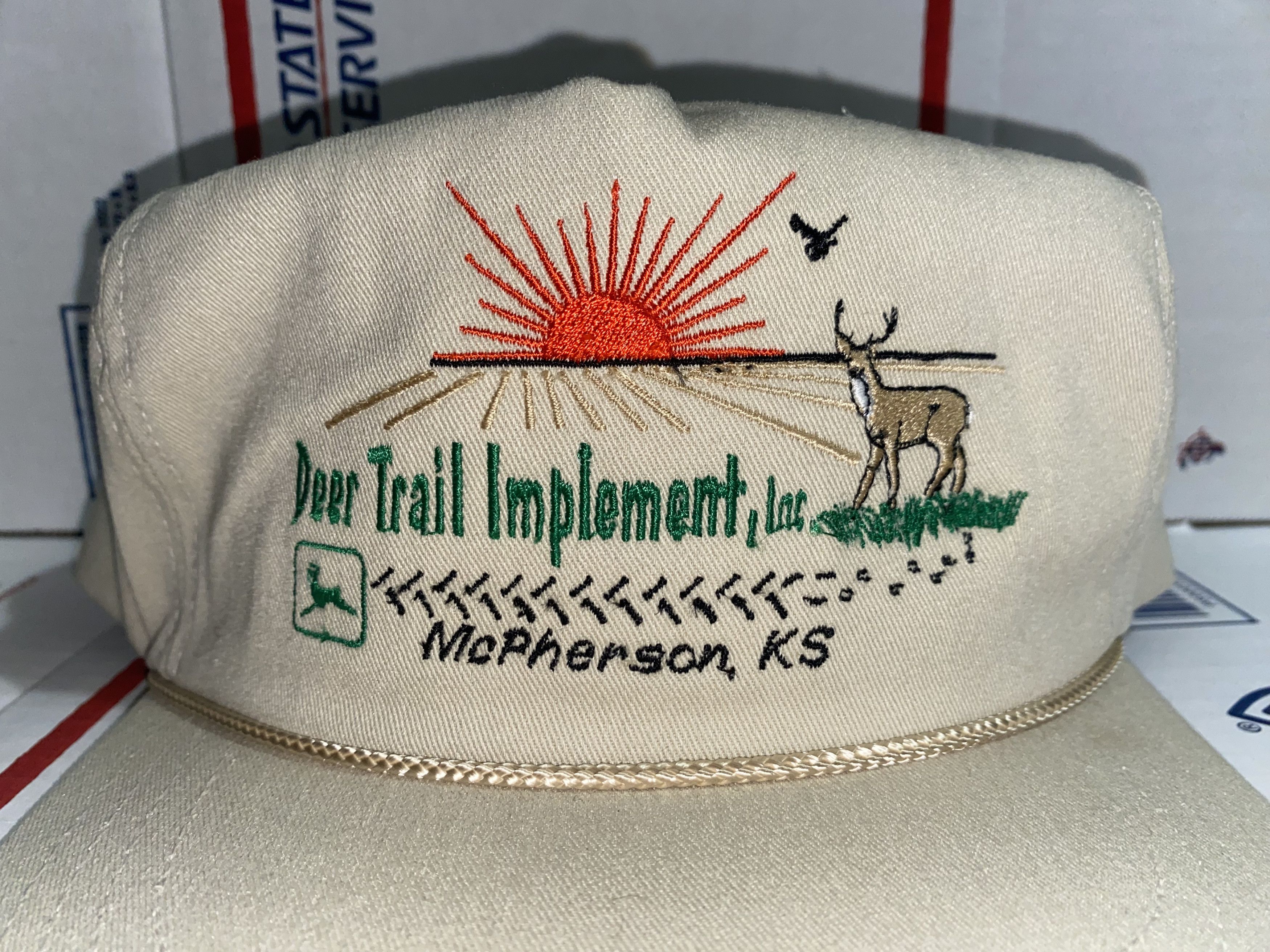 Vintage vtg Deer Trail Implement Inc. McPherson Kansas Hat Cap Co. ! Size ONE SIZE - 2 Thumbnail