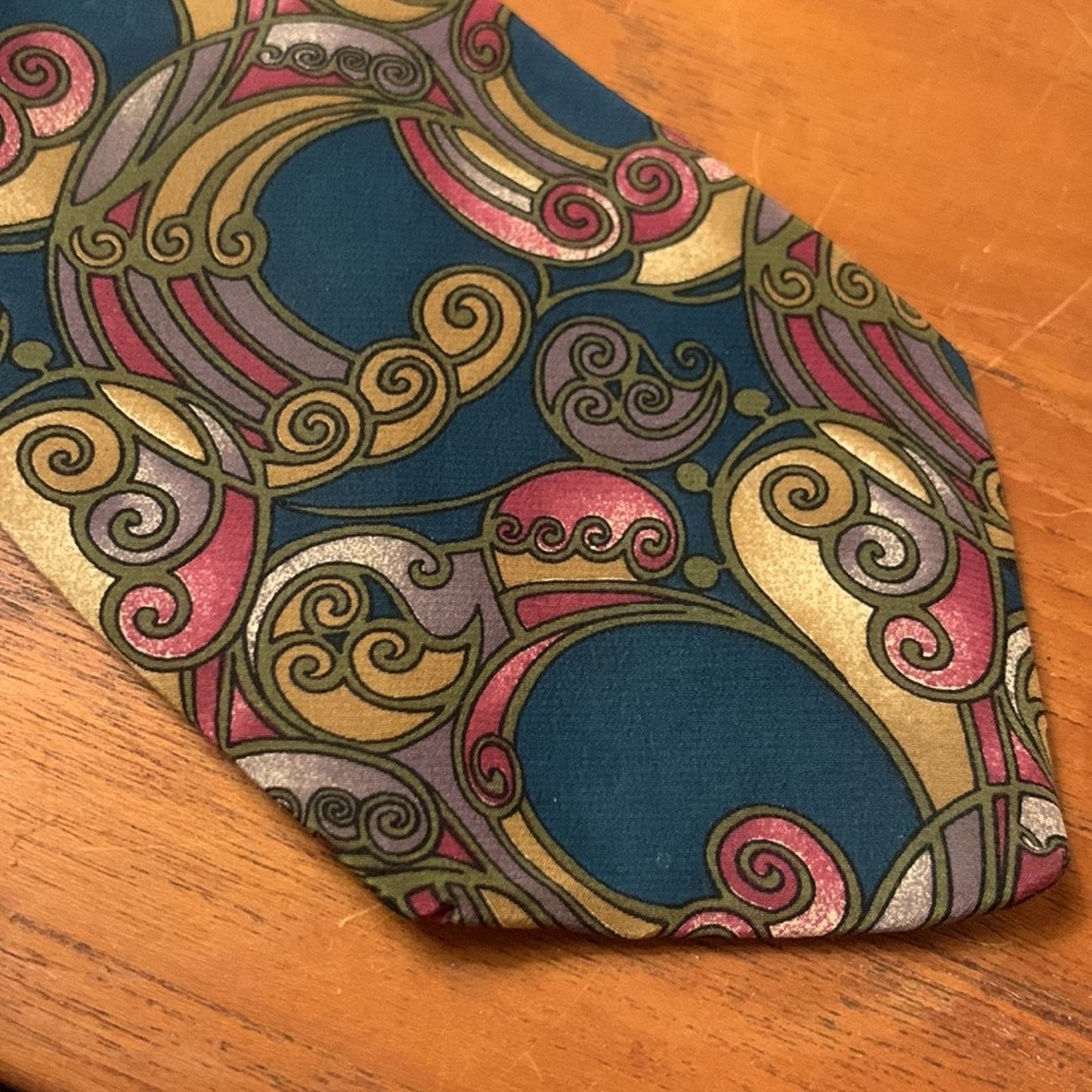 Vintage 80’s vintage Art Nouveau Art Deco Silk Necktie Size ONE SIZE - 5 Thumbnail