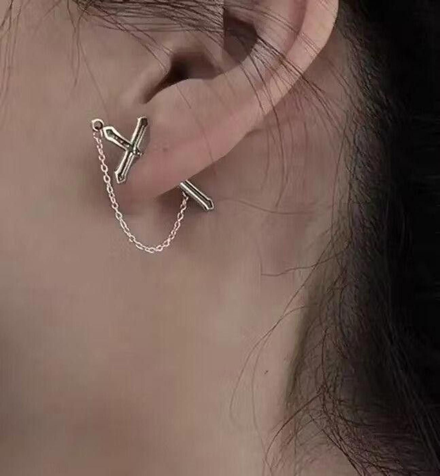 Jewelry 925 Silver Cross Earrings Size ONE SIZE - 1 Thumbnail