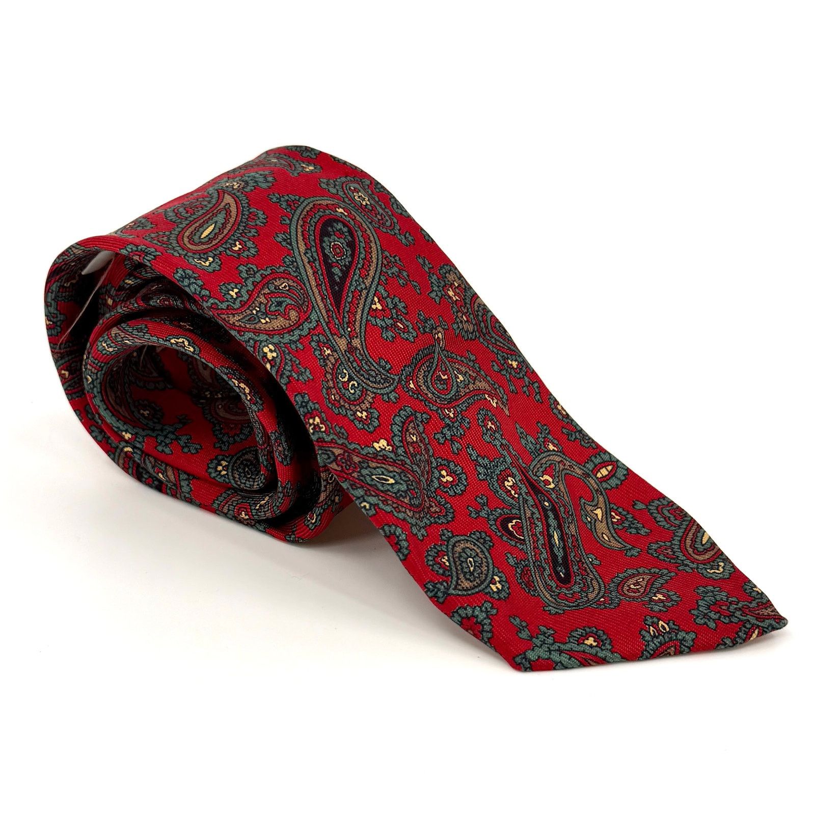 Aquascutum Vintage 80s Red 100% Silk Paisley Necktie Size ONE SIZE - 1 Thumbnail
