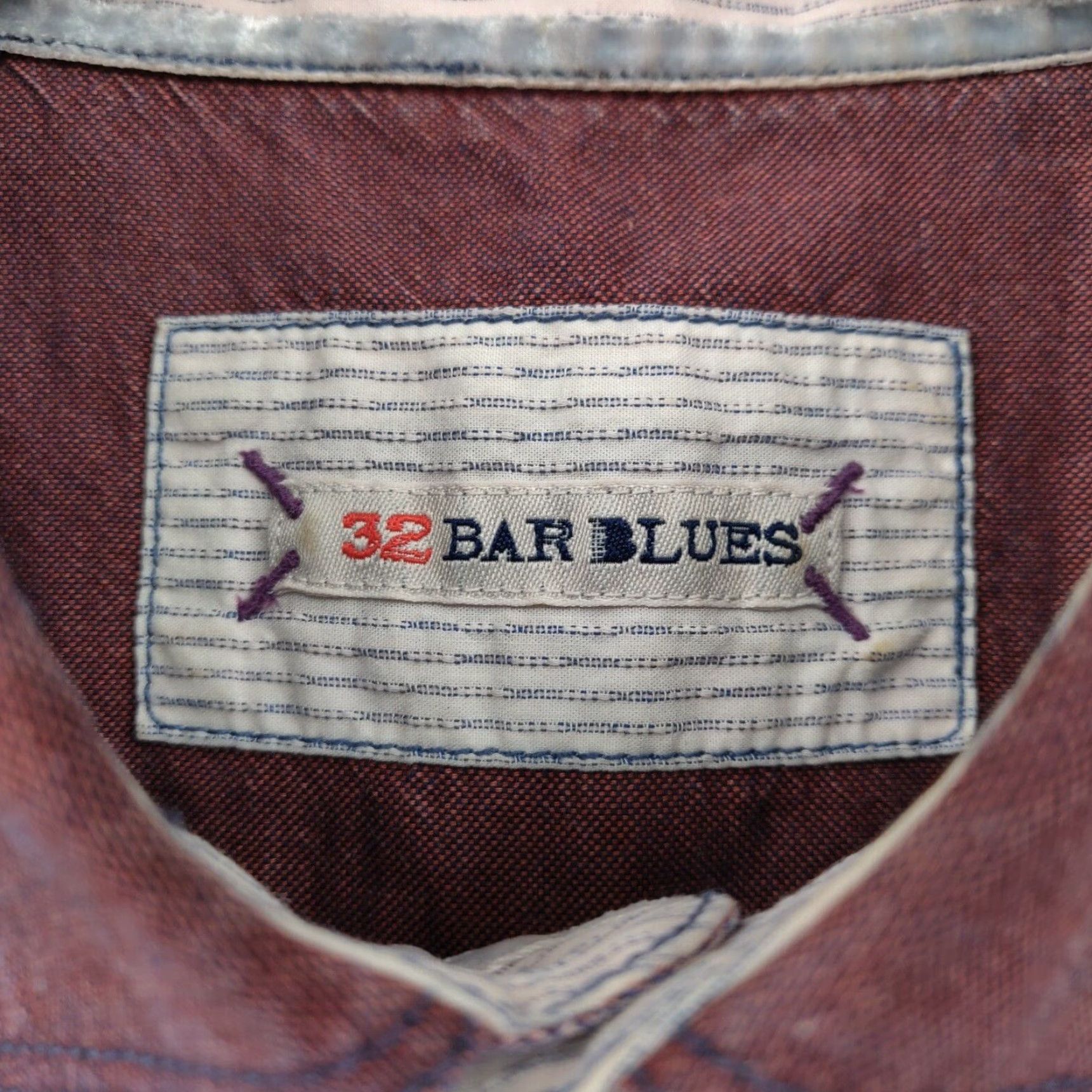 Vintage VINTAGE 32 Bar Blues Shirt Mens L Maroon Red Long Sleeve Button Pocket Casual Size US L / EU 52-54 / 3 - 6 Thumbnail