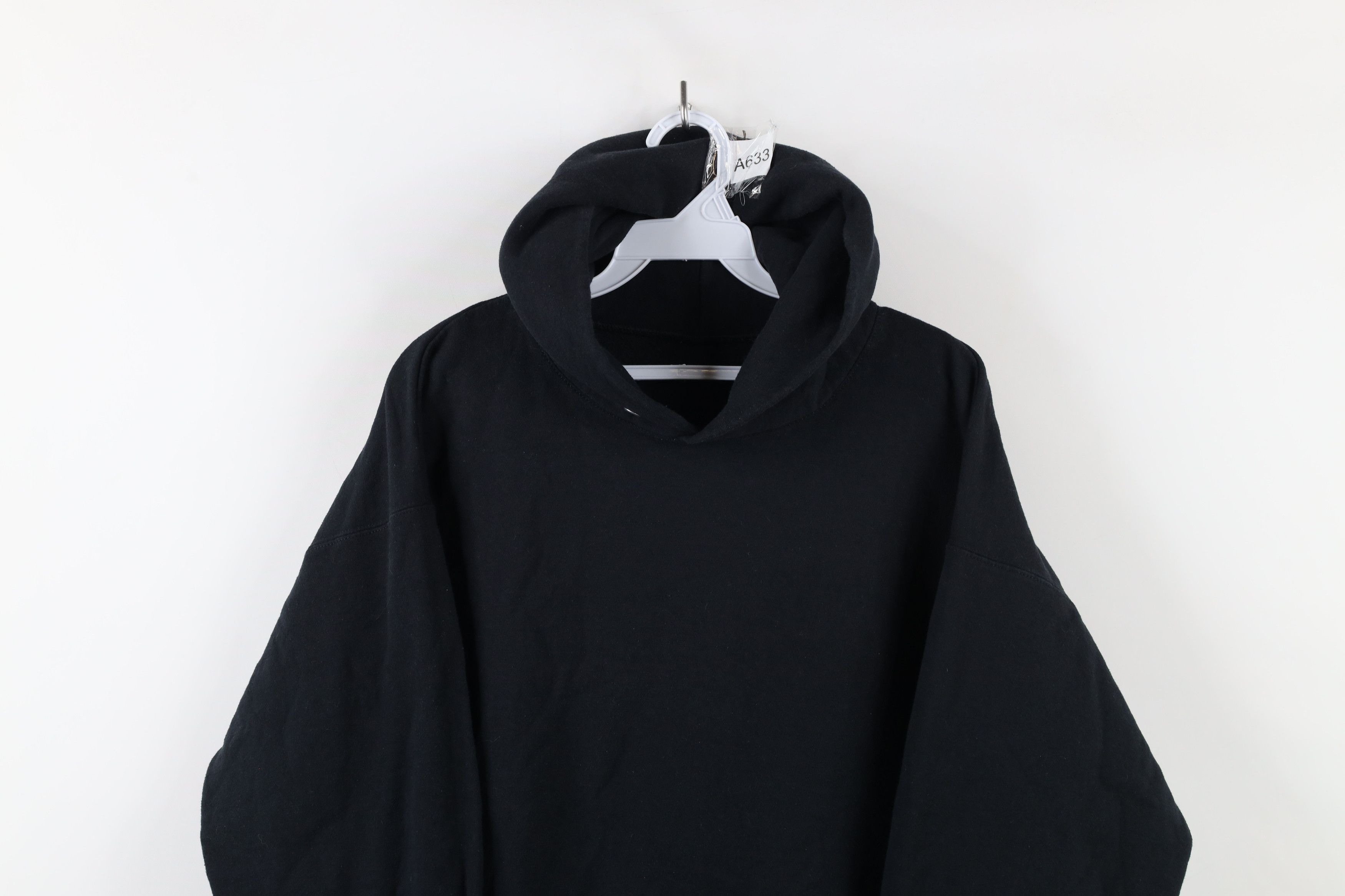 Vintage Vintage 90s Streetwear Faded Blank Hoodie Sweatshirt Black Size US L / EU 52-54 / 3 - 2 Thumbnail