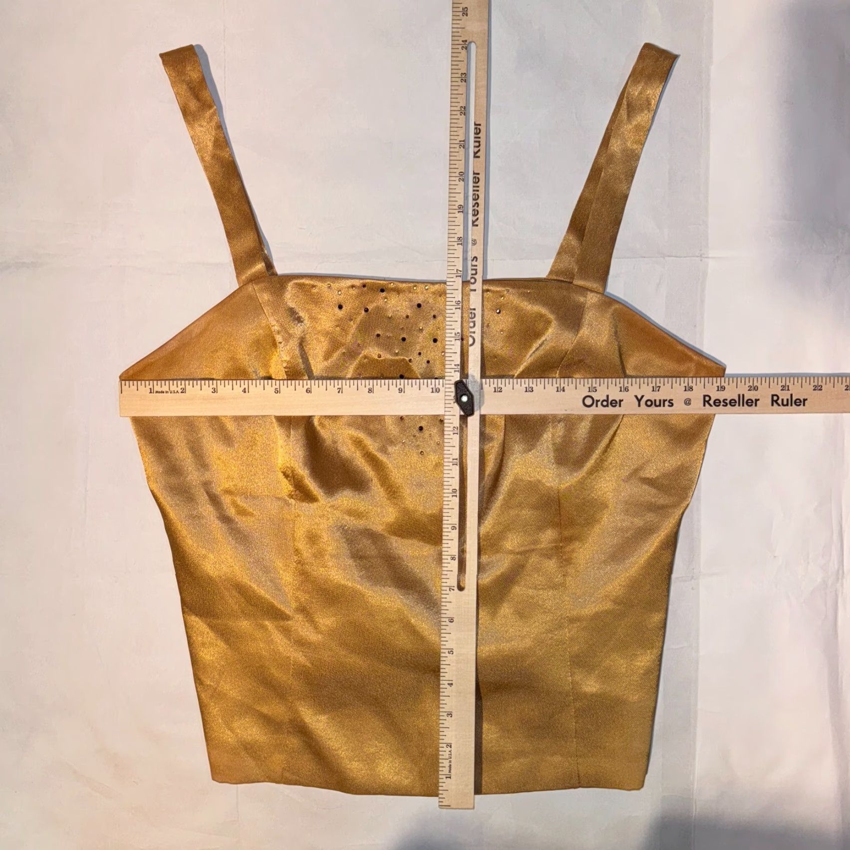 Vintage Louise Ricci Yellow Satin Sleeveless Sequin Tank Shirt 16 Women Regular Casual Strap Wide Strap Zipper Lined Collarless Size XXL / US 16-18 / IT 52-54 - 3 Thumbnail