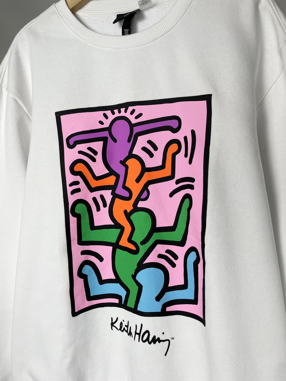 H&M × Keith Haring Keith Haring 🚹 White Printed Sweatshirt ; Vintage Graffiti Size US M / EU 48-50 / 2 - 4 Thumbnail