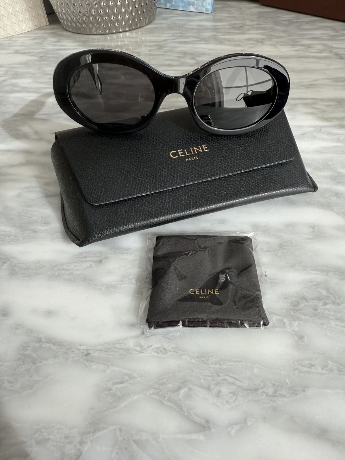 Celine Celine Triomphe Oval-frame black sunglasses Size ONE SIZE - 3 Thumbnail