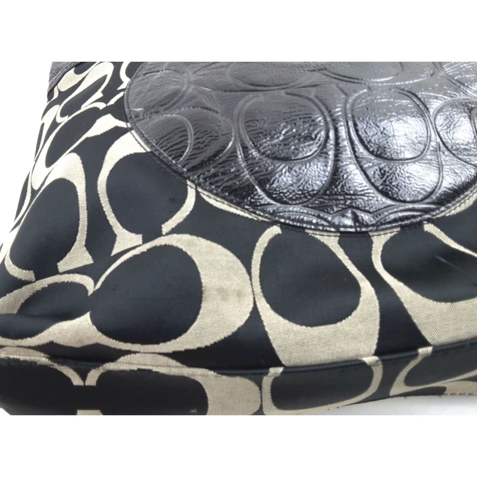 Coach Coach Laura Black Gray Jacquard Large Tote Purse Signature F18335 Handbag Women Size ONE SIZE - 7 Thumbnail