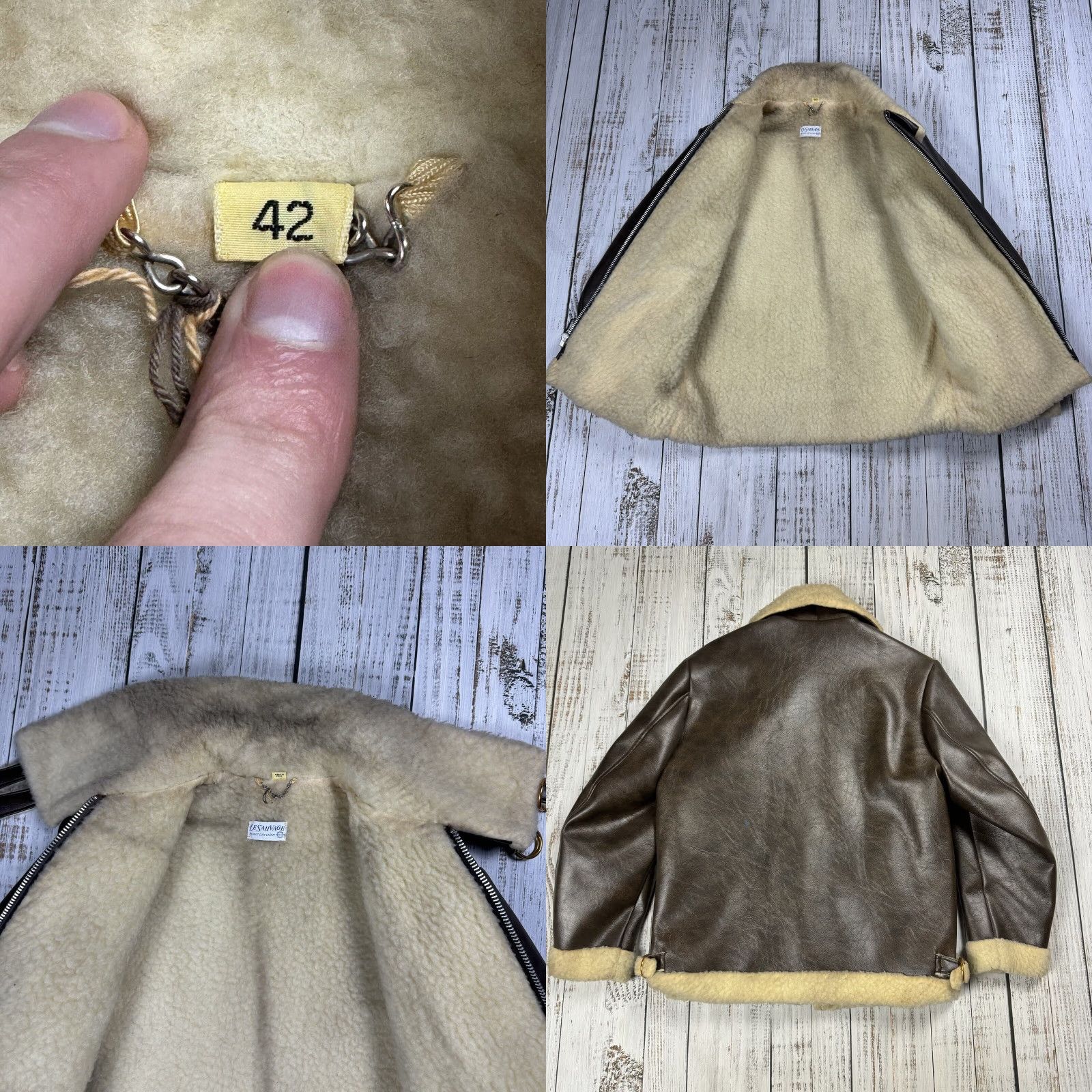 Vintage VINTAGE Le Sauvage Jacket Coat 70s Brown Faux Leather Faux Fur L Large Western Rockabilly Mens Size US L / EU 52-54 / 3 - 8 Thumbnail