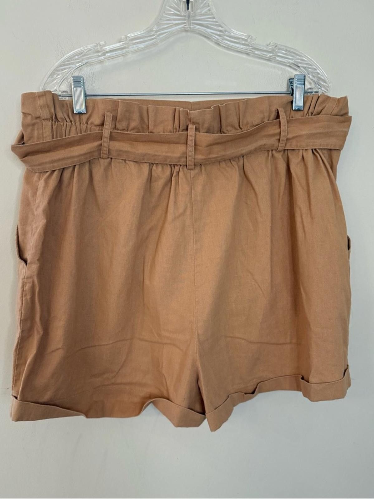 Asos ASOS paper bag linen blend shorts light brown/ tan SZ 14 Size 36" / US 14 / IT 50 - 2 Thumbnail