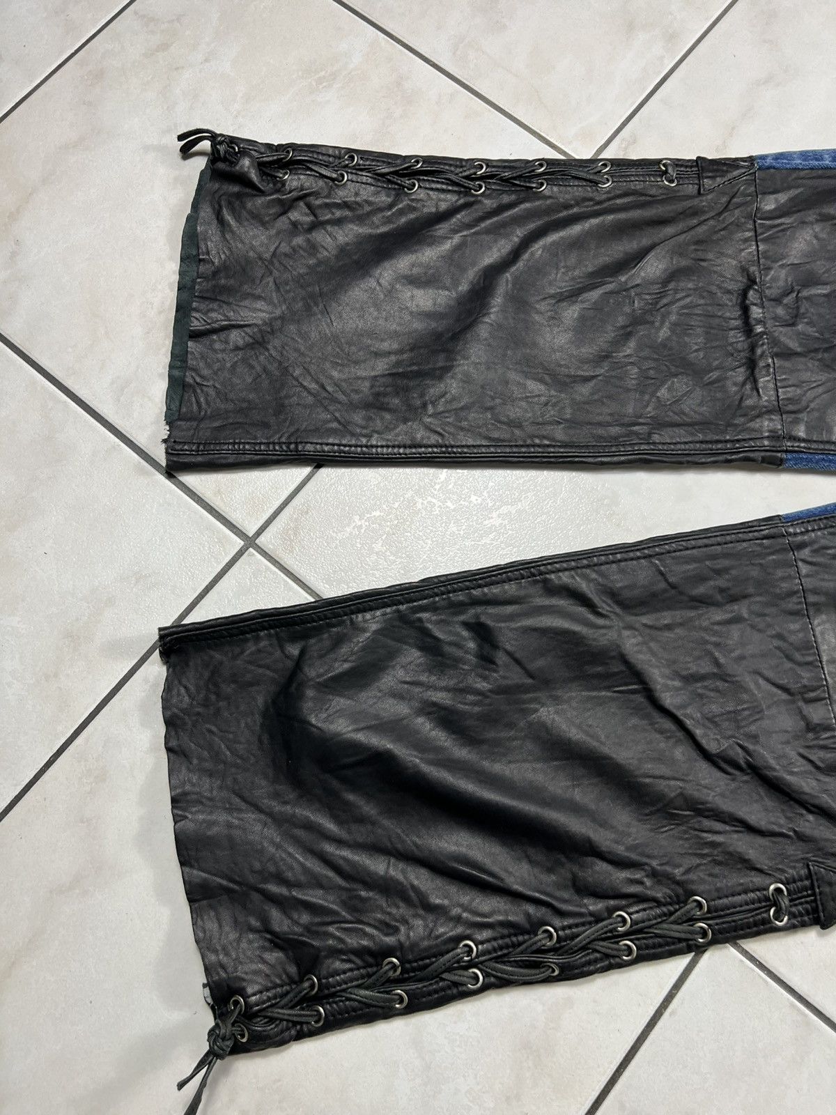 Levi's Vintage 90s Levi’s 501 hybrid leather denim tied strap pants Size US 32 / EU 48 - 9 Thumbnail