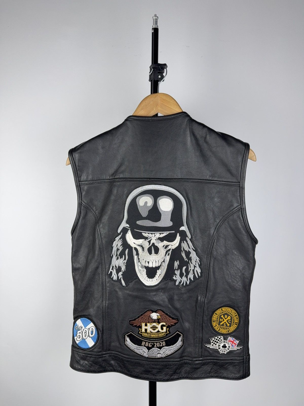 Vintage Real LEATHERICK Leather Biker Moto Racing Vest Skull Patch Size US S / EU 44-46 / 1 - 1 Thumbnail