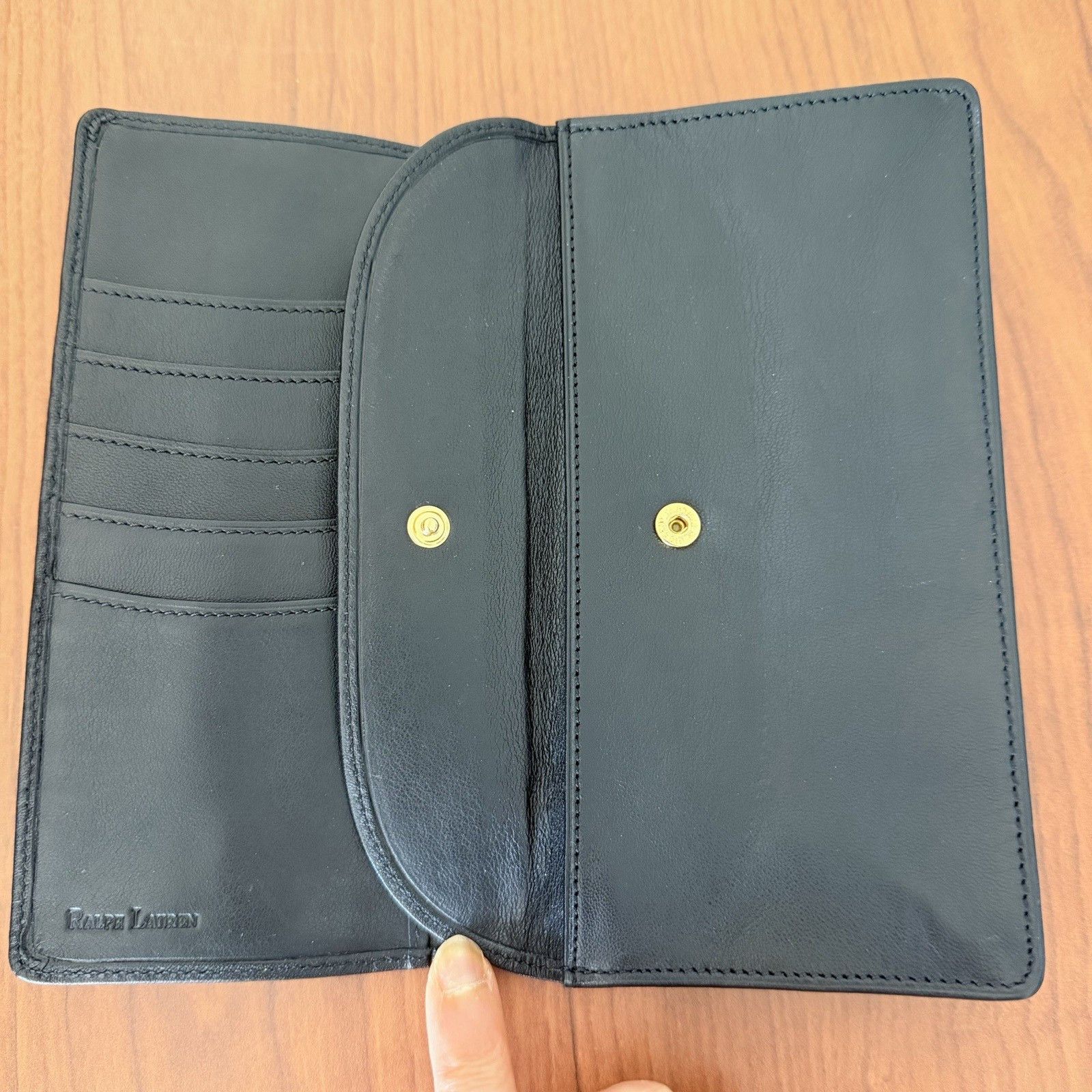Ralph Lauren Vtg Ralph Lauren Black Leather Wallet Clutch Organizer Size ONE SIZE - 9 Thumbnail