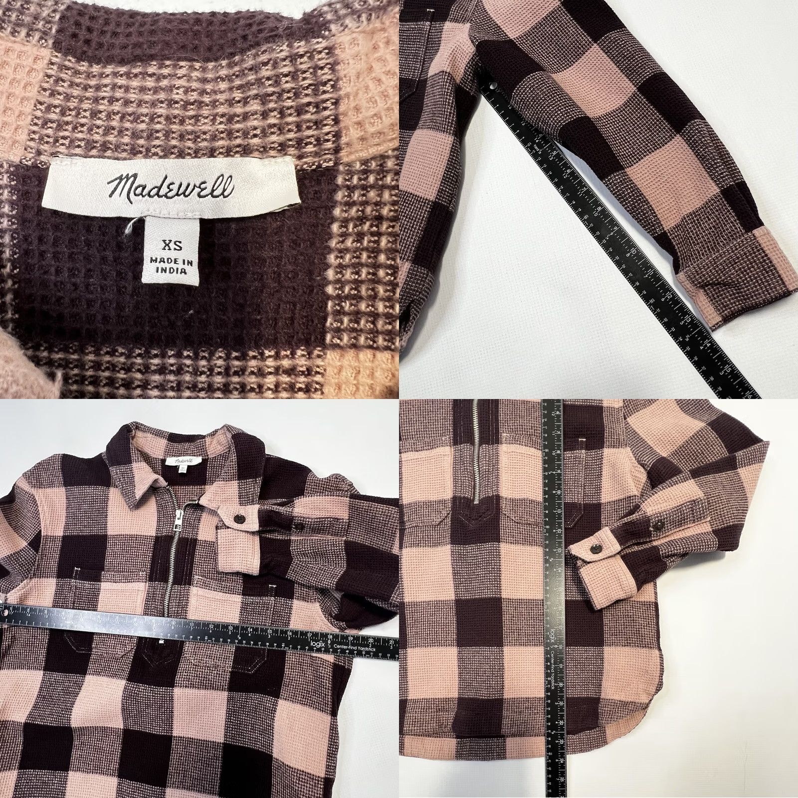 Madewell VINTAGE? No. Madewell Shirt Womens XS Half Zip Pullover Plaid Relaxed Fit Top Pink Boho Size XS / US 0-2 / IT 36-38 - 8 Thumbnail