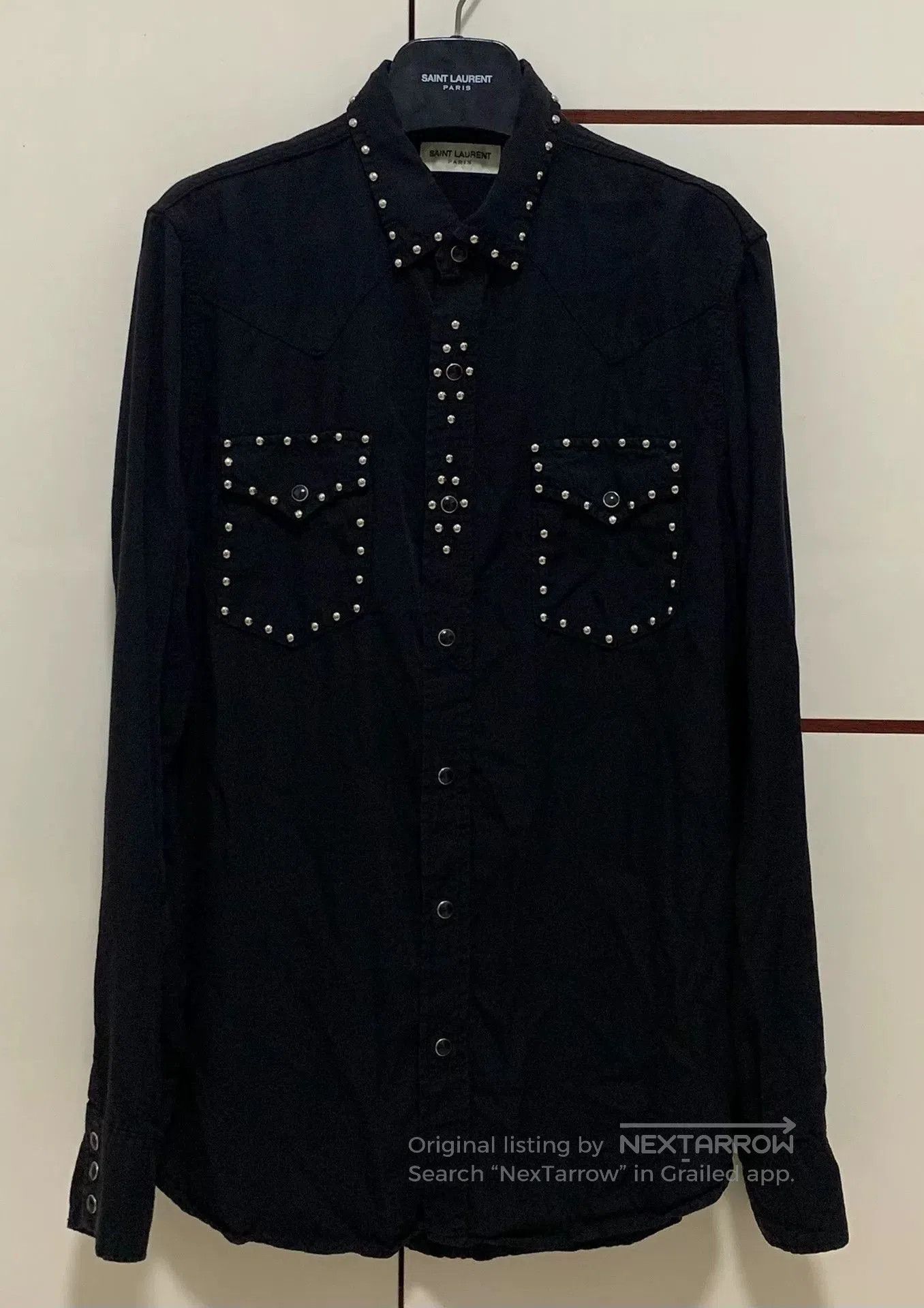 Saint Laurent Paris Saint Laurent Black Denim Shirt with Studs. Size US L / EU 52-54 / 3 - 1 Thumbnail