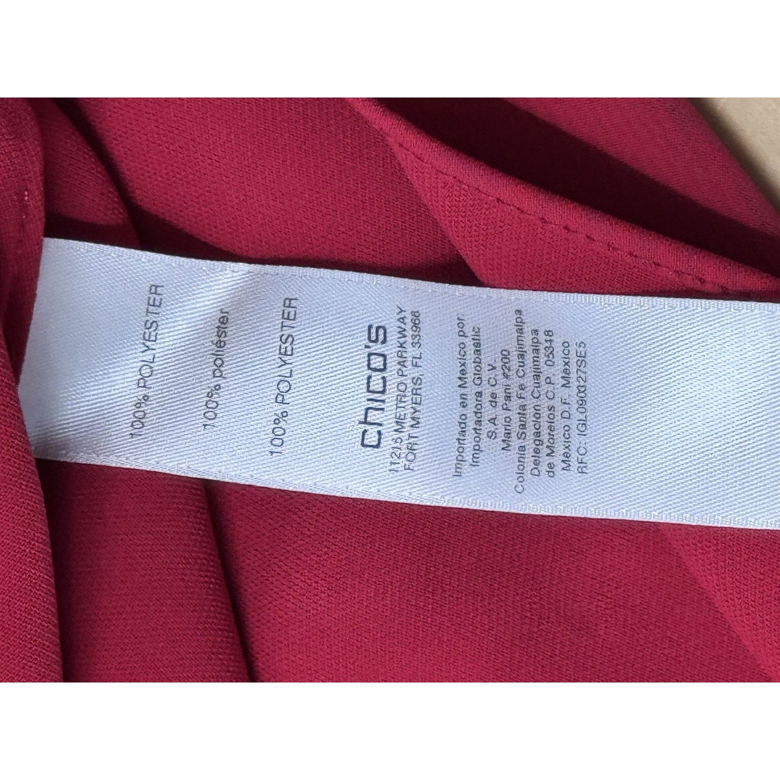 Chicos Chico's Red Accordion Pleated Blouse Women’s Size 3/XL Size XL / US 12-14 / IT 48-50 - 7 Thumbnail