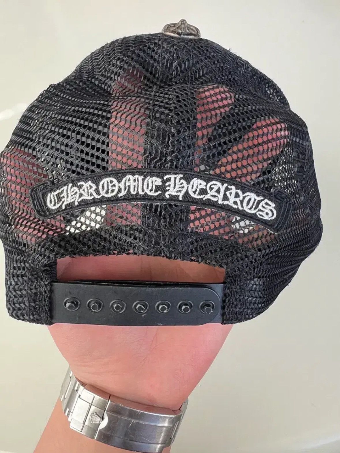 Chrome Hearts Cross Embroidered Mesh Trucker Hat Size ONE SIZE - 3 Thumbnail