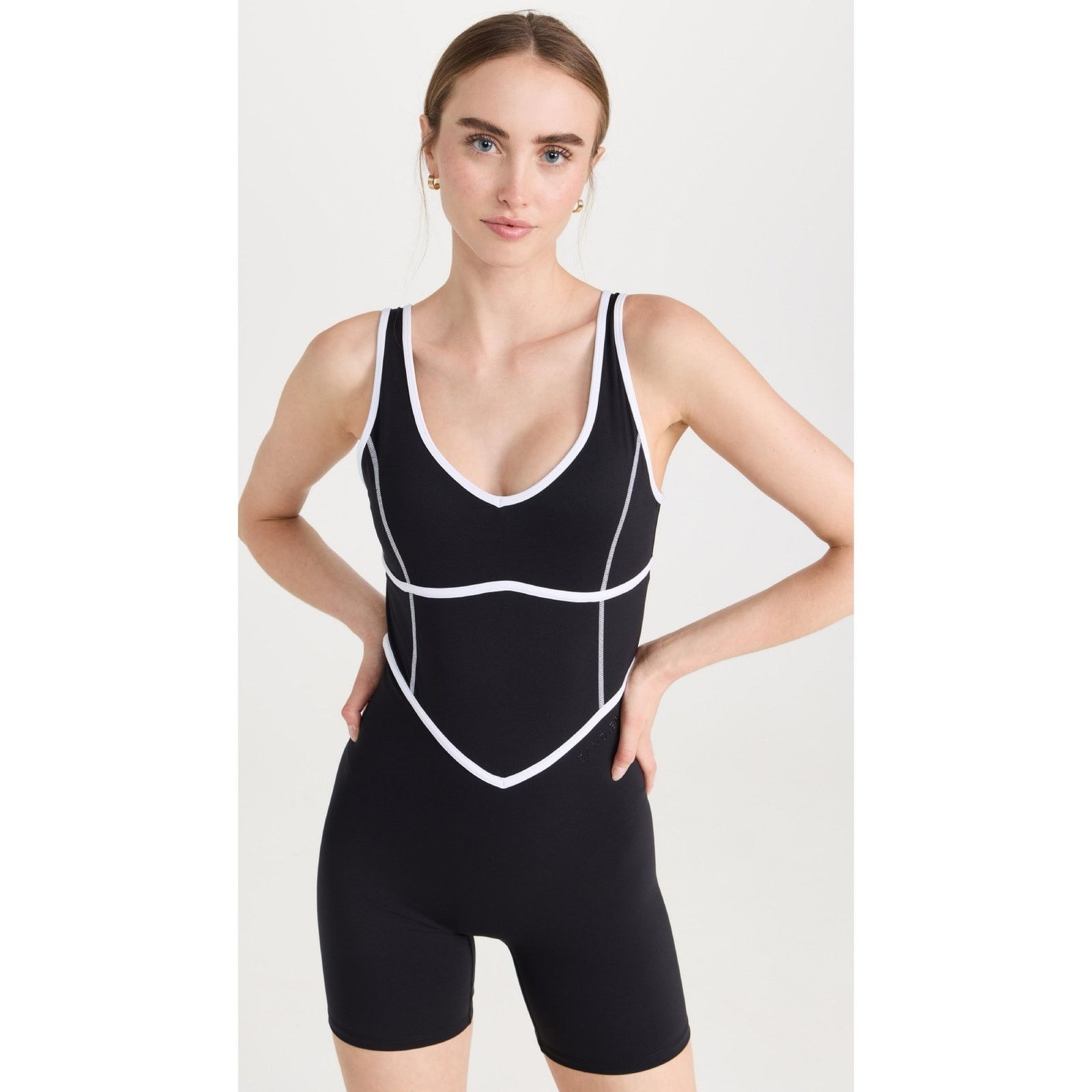 Other Bandier Tempo V-Neck Contrast Seam Playsuit | Sz M Size 30" / US 8 / IT 44 - 3 Thumbnail