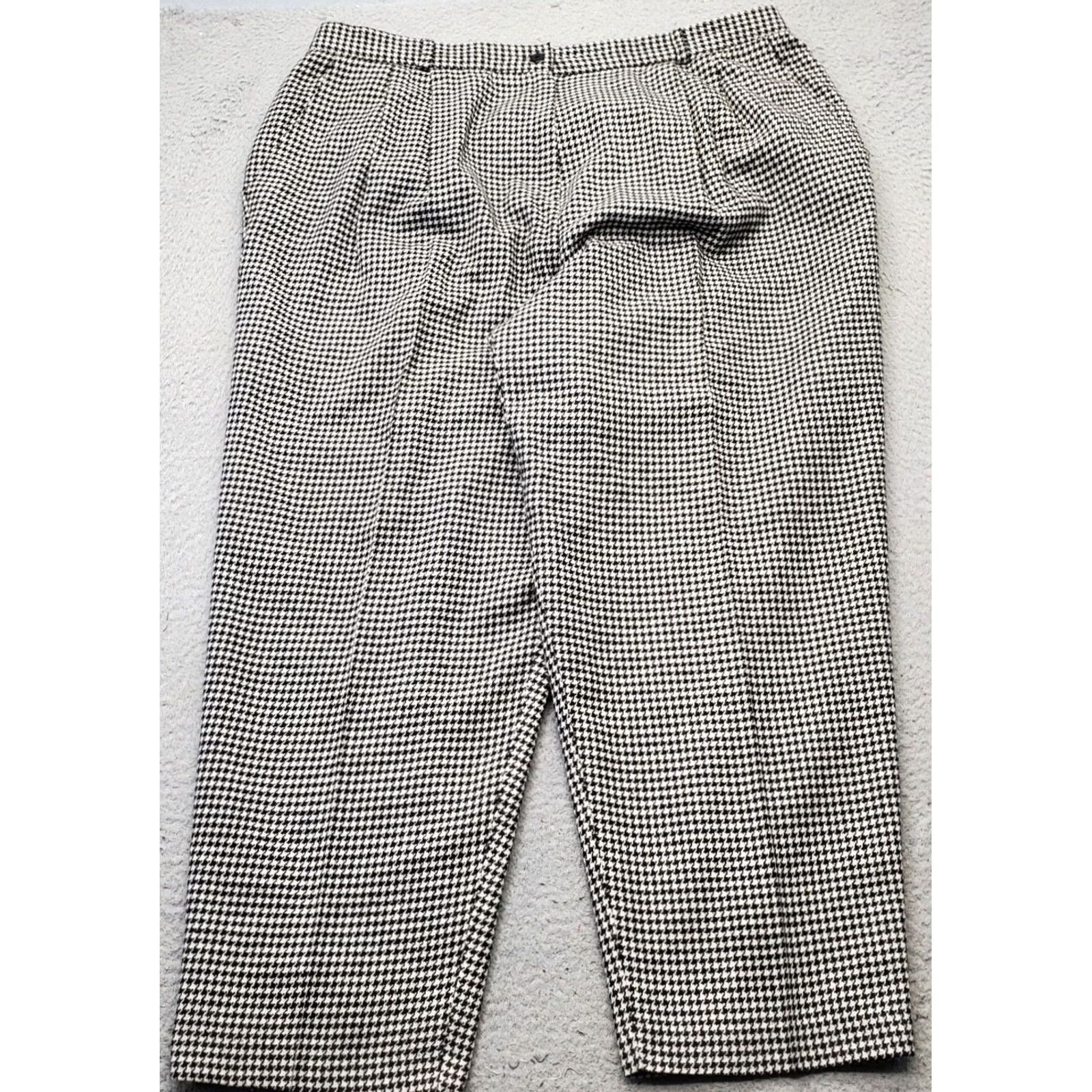 Vintage Requirements Pants Womens 24W Trousers Women Multi Houndstooth Pleated Front Carrot Fit Size 42" / US 20 - 2 Thumbnail