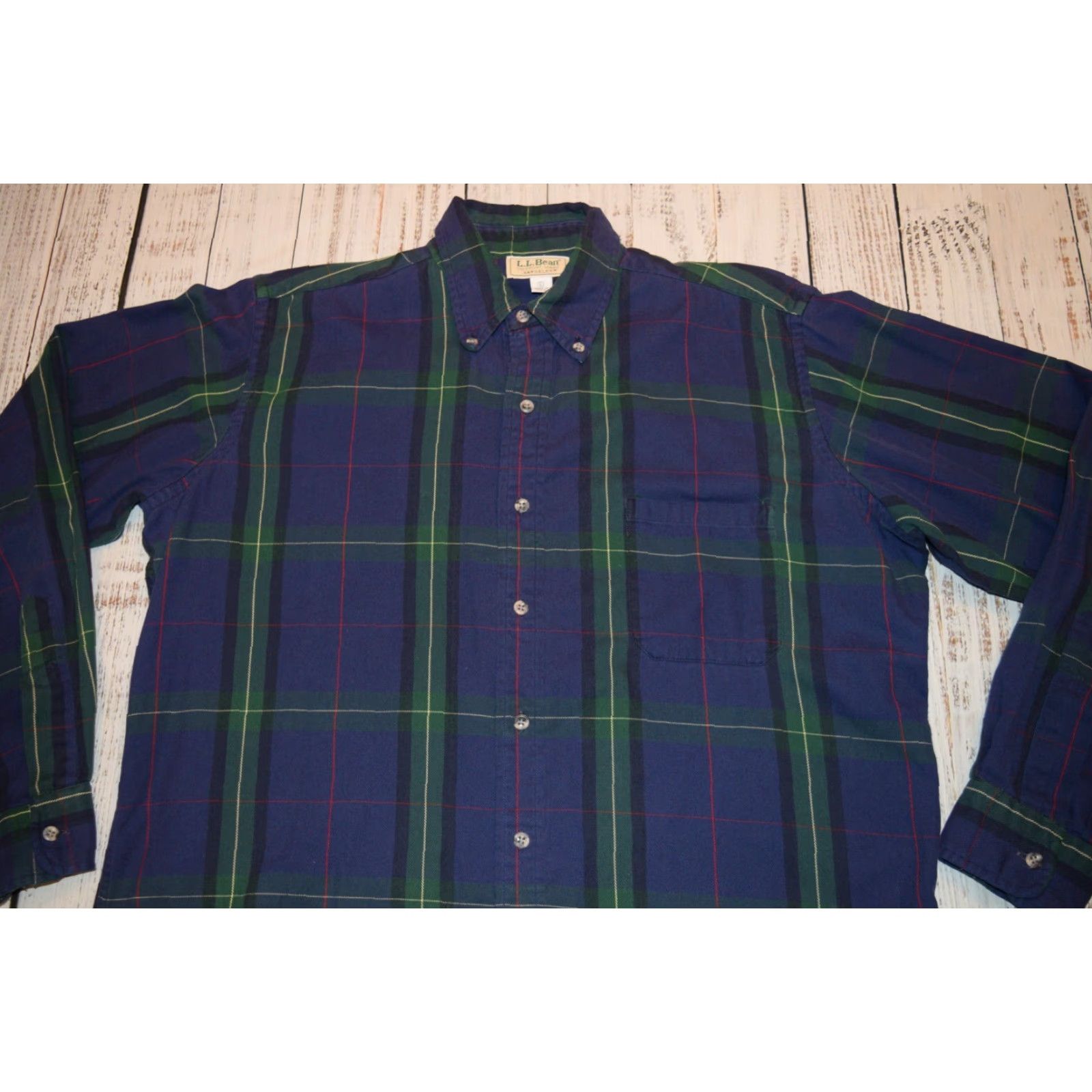 Vintage VINTAGE L.L. Bean INDIGO Plaid SHIRT Mens Large Long Sleeve Button-Down Flannel Cotton Blend Rangeley USA Size US L / EU 52-54 / 3 - 3 Thumbnail