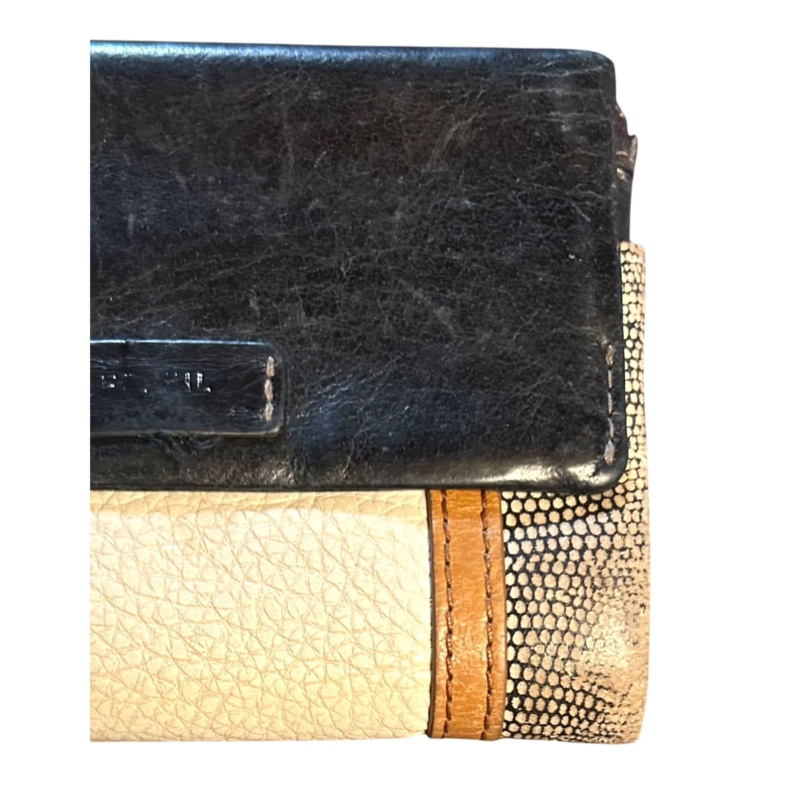 Fossil Fossil Ellis Multi Patchwork Leather Black Brown Cream Wallet Women's Worn Read Size ONE SIZE - 2 Thumbnail