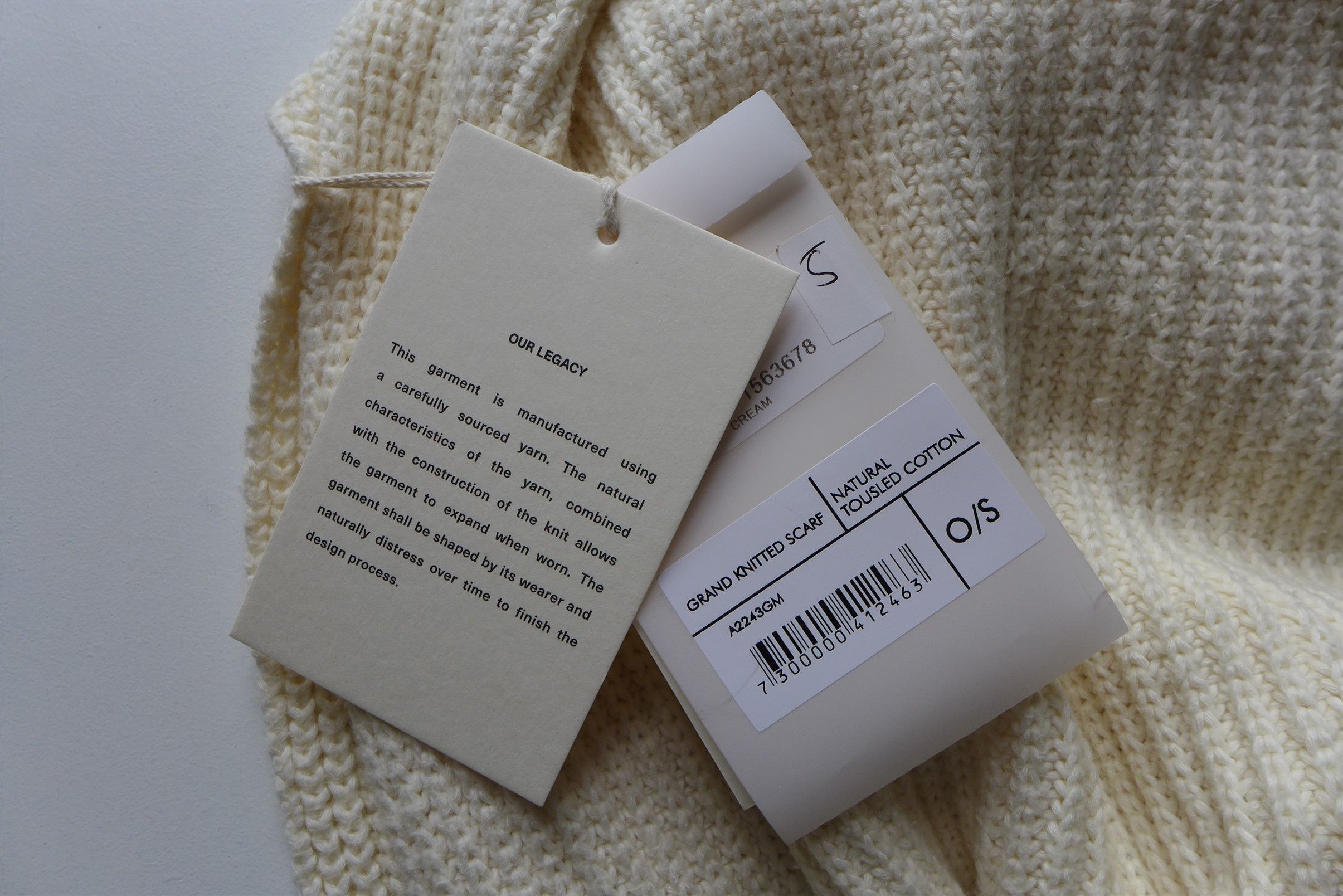 Our Legacy Our Legacy Grand Knitted Scarf - Natural Tousled Cotton Size ONE SIZE - 8 Thumbnail