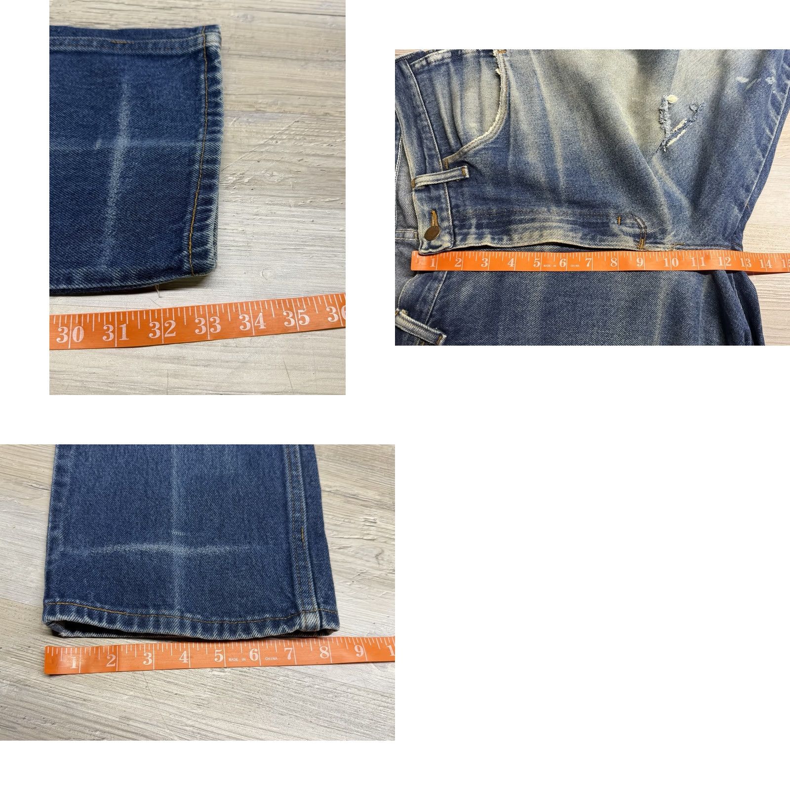 Denime Vintage Rustler Jeans Mens 34x33 Blue Denim 5-Pocket Zipper Button Straight Regular Casual USA 80s 90s Cowboy Mens Size US 34 / EU 50 - 10 Thumbnail