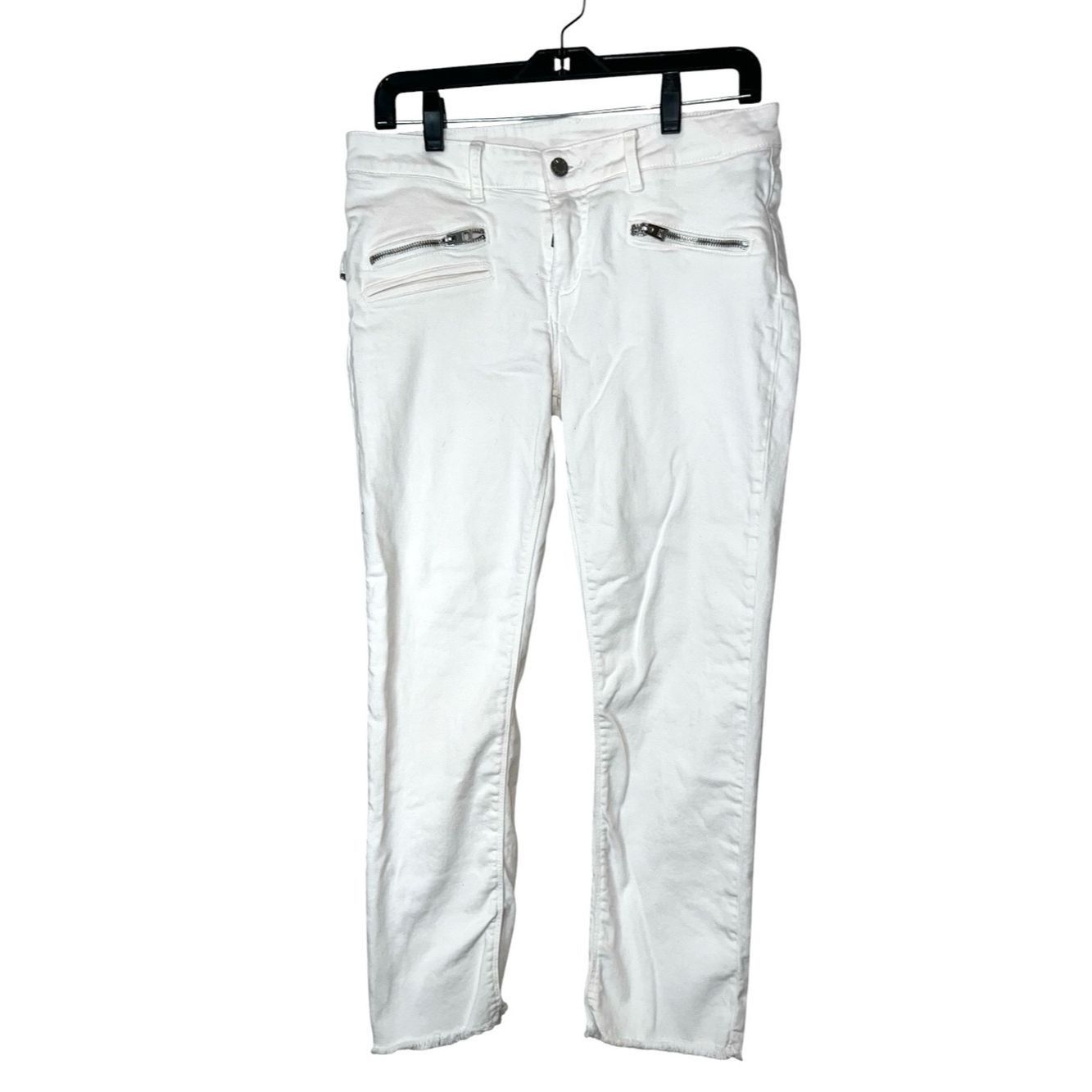 Zadig & Voltaire Zadig & Voltaire Ava Perm White Slim Crop Jeans Raw Hem Siz Size 28" / US 6 / IT 42 - 4 Thumbnail