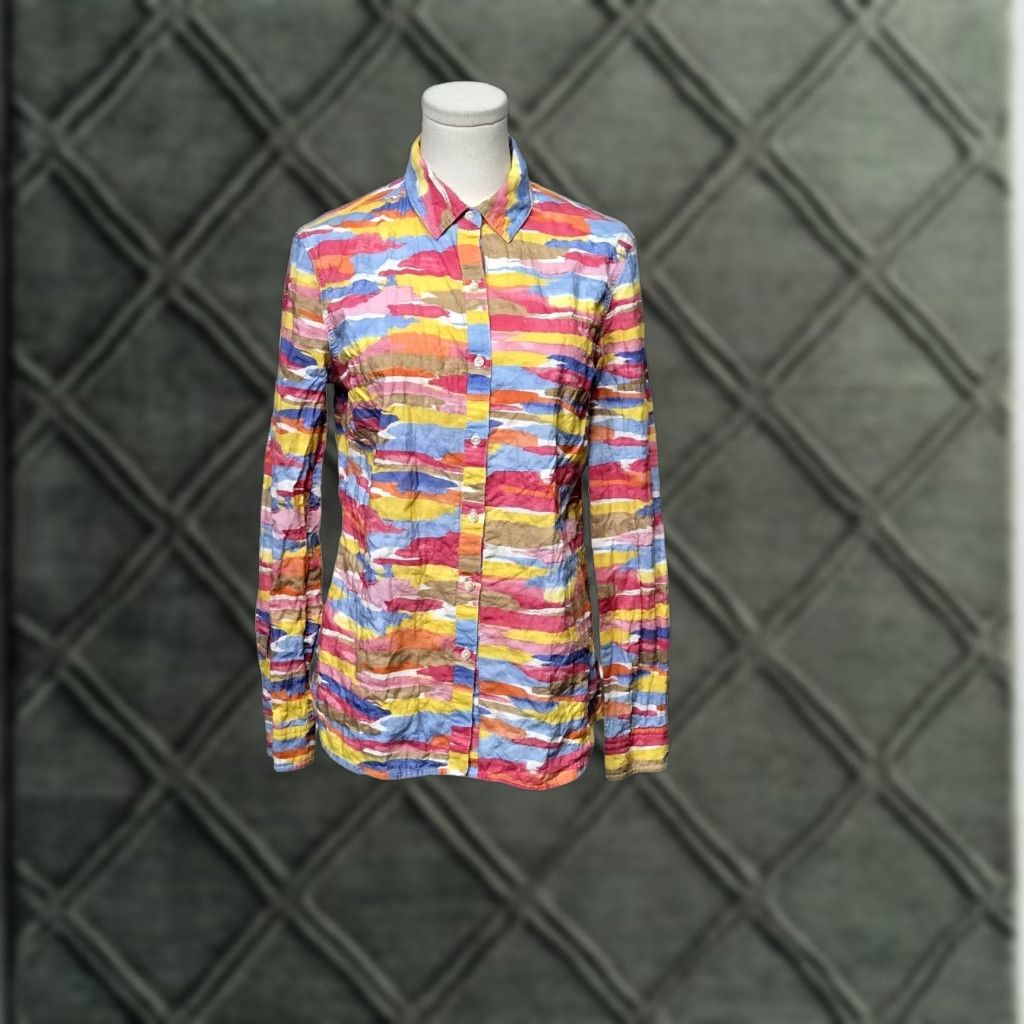 J.McLaughlin J.McLaughlin Shirt Womens XS Multicolor Watercolor Print Button-Down Long Sleeve Size XS / US 0-2 / IT 36-38 - 1 Thumbnail