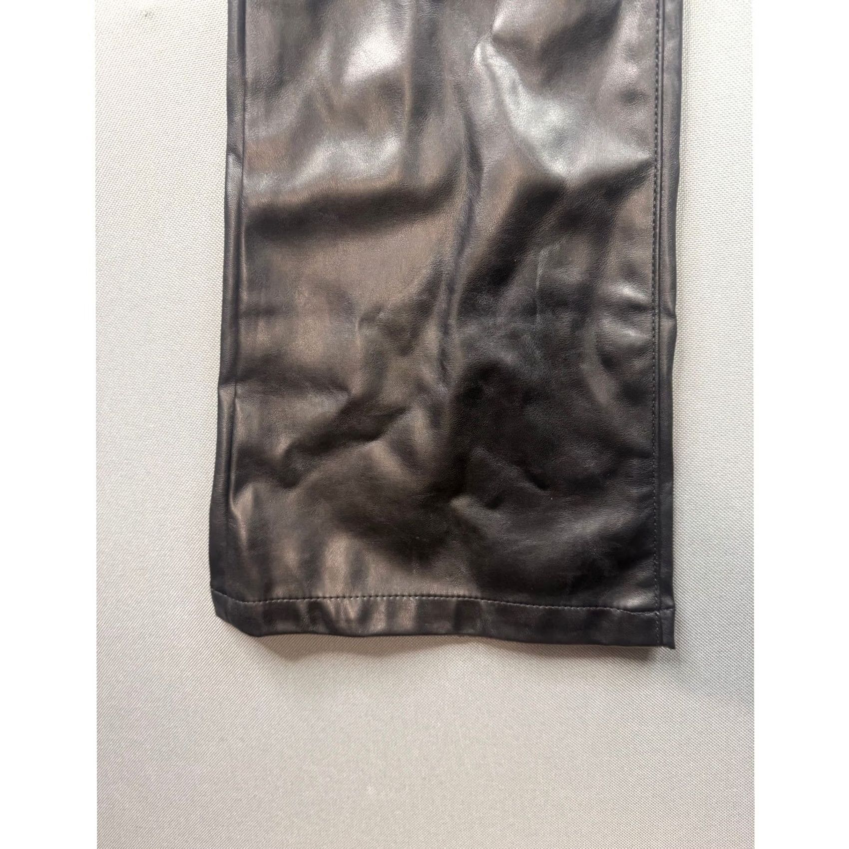 Gap Gap Womens 70s Flare Faux Leather Pants Black High Rise Vegan 00 24R Regular Size 42" / US 20 - 5 Thumbnail